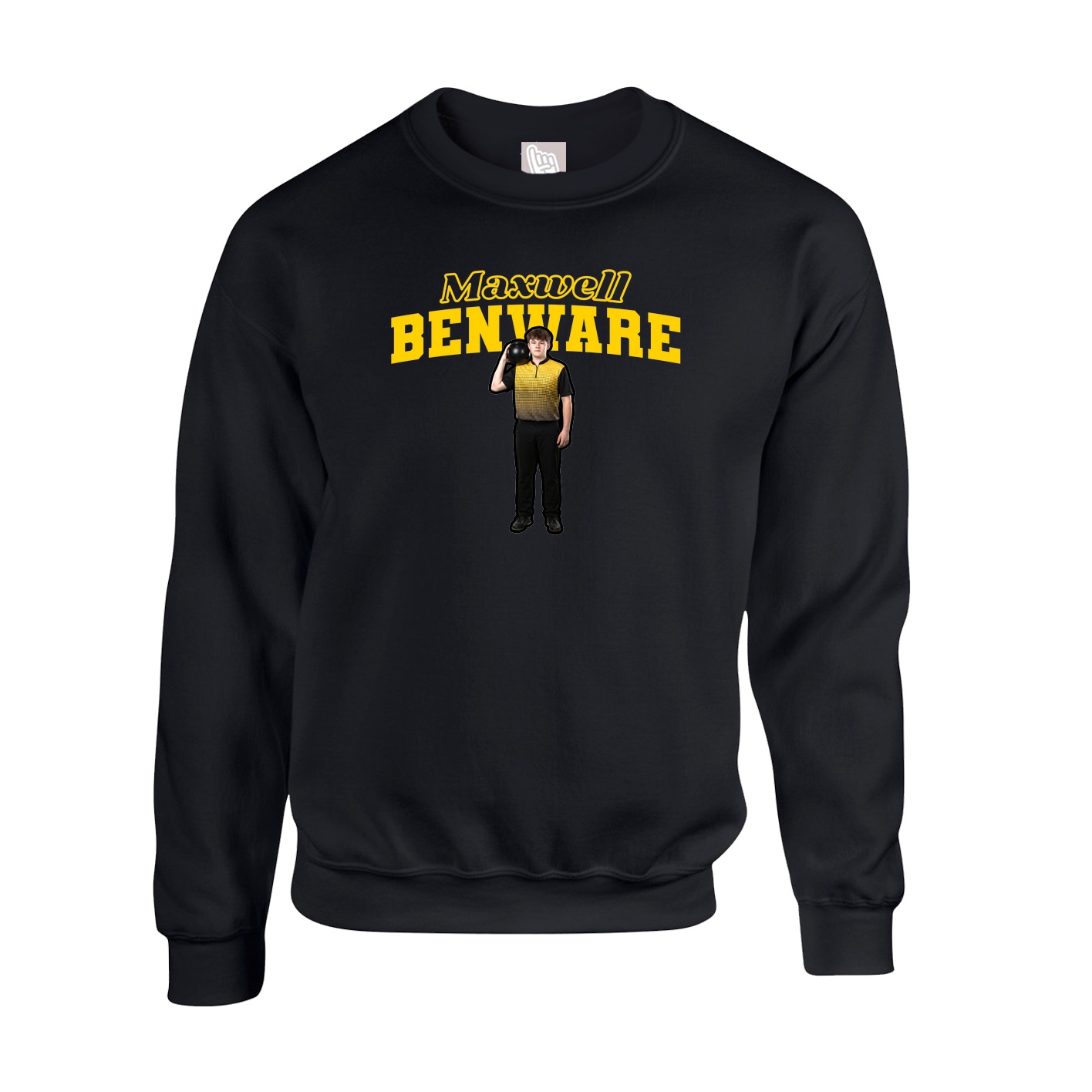 Fleece Crew — Name Arch in Black