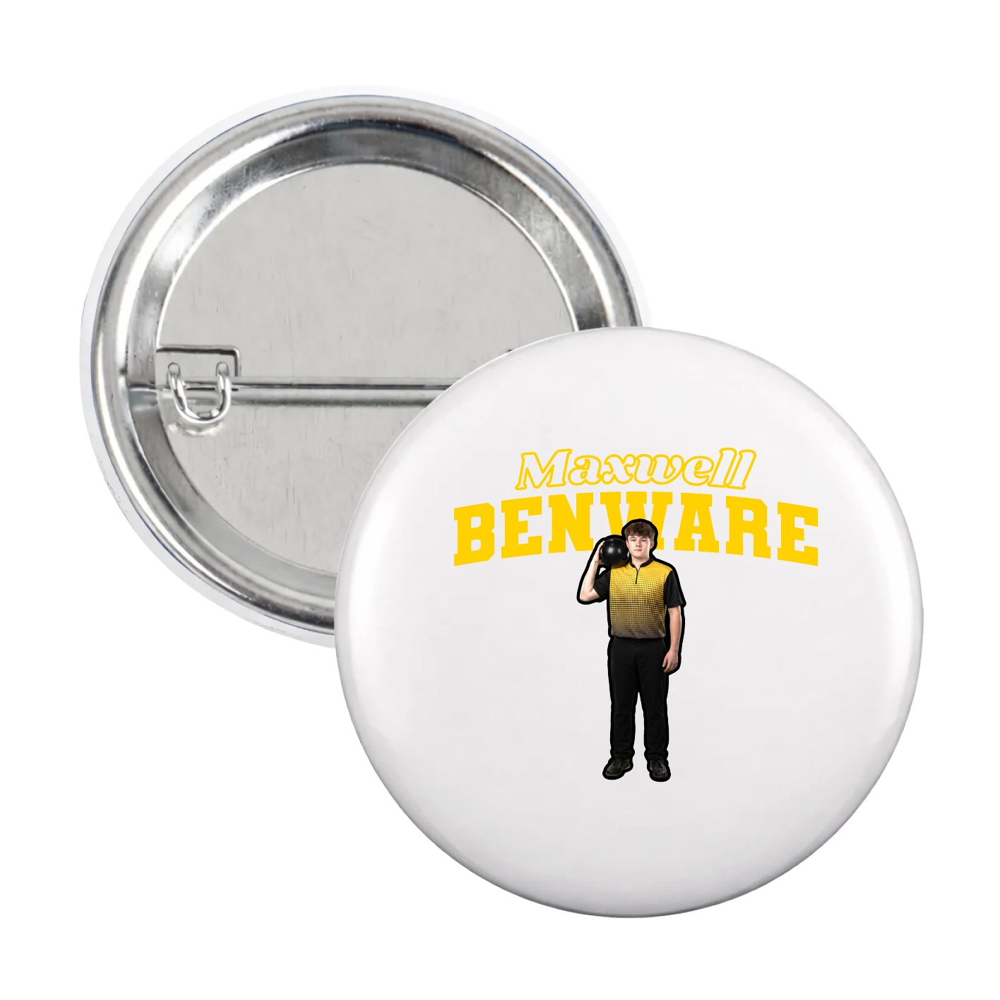 Game Day Button — Name Arch in White