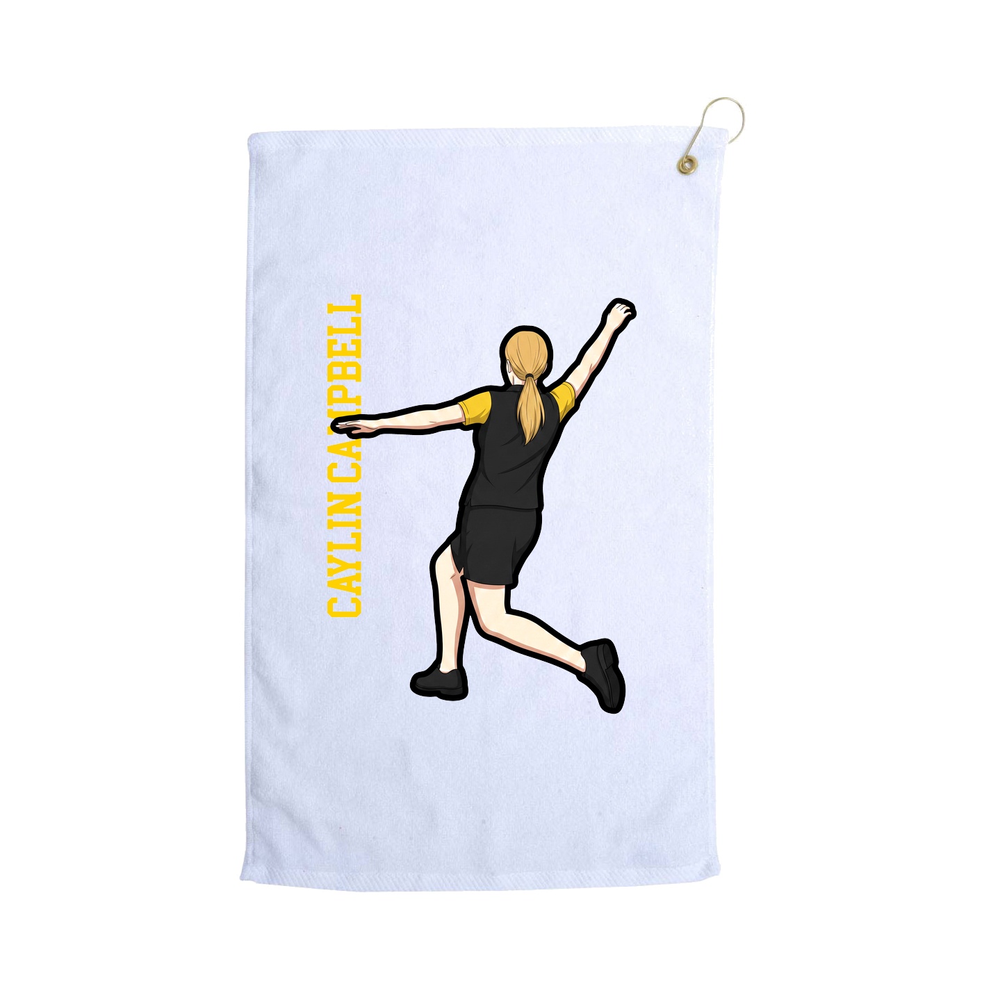Golf Towel — Name Vertical in White