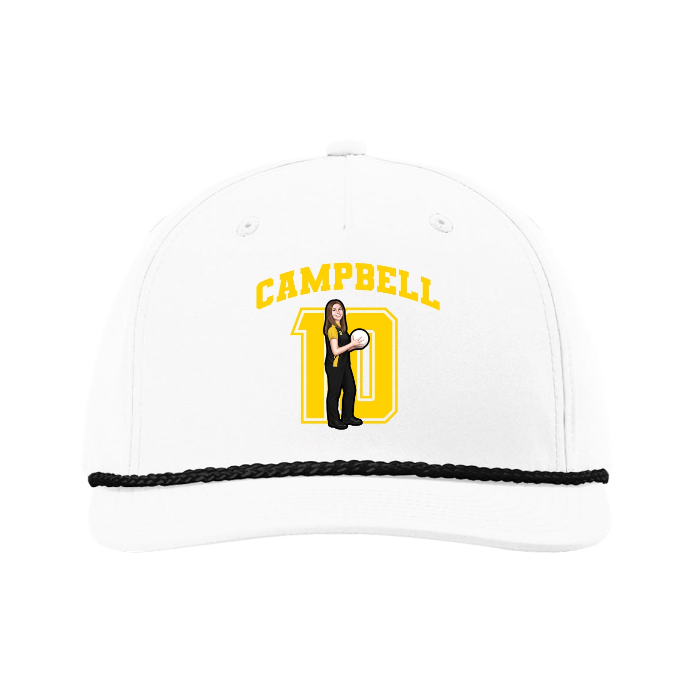Five-Panel Classic Rope Cap — Number in White