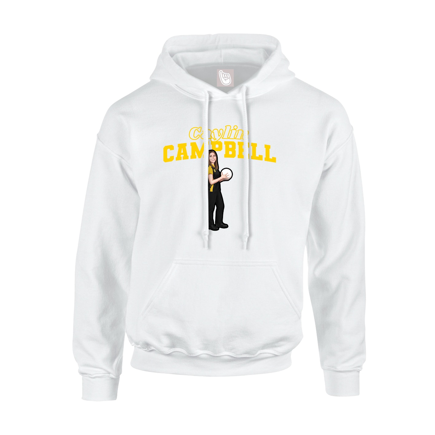 Youth Hoodie — Name Arch in White