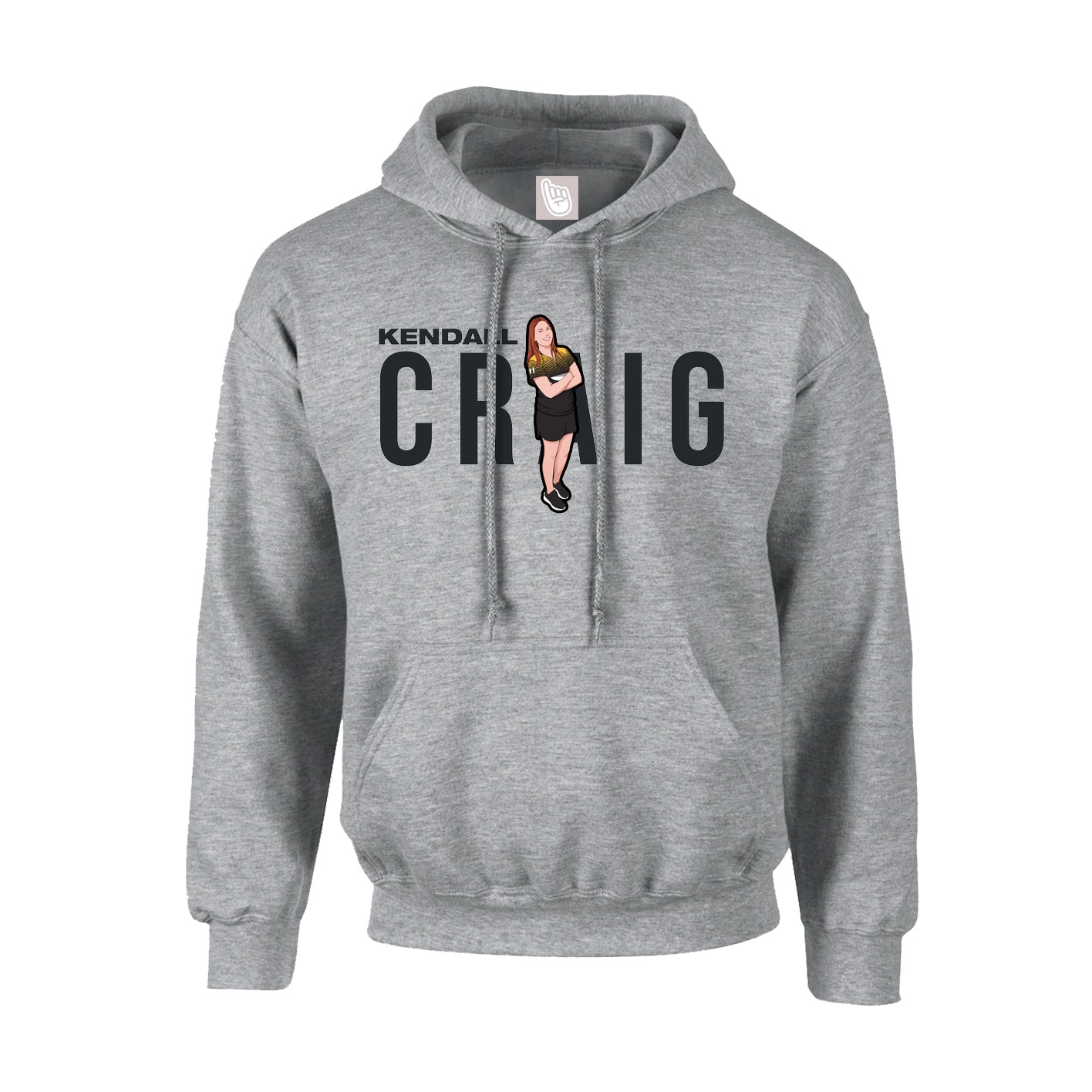 Hoodie — Player Name in Grey