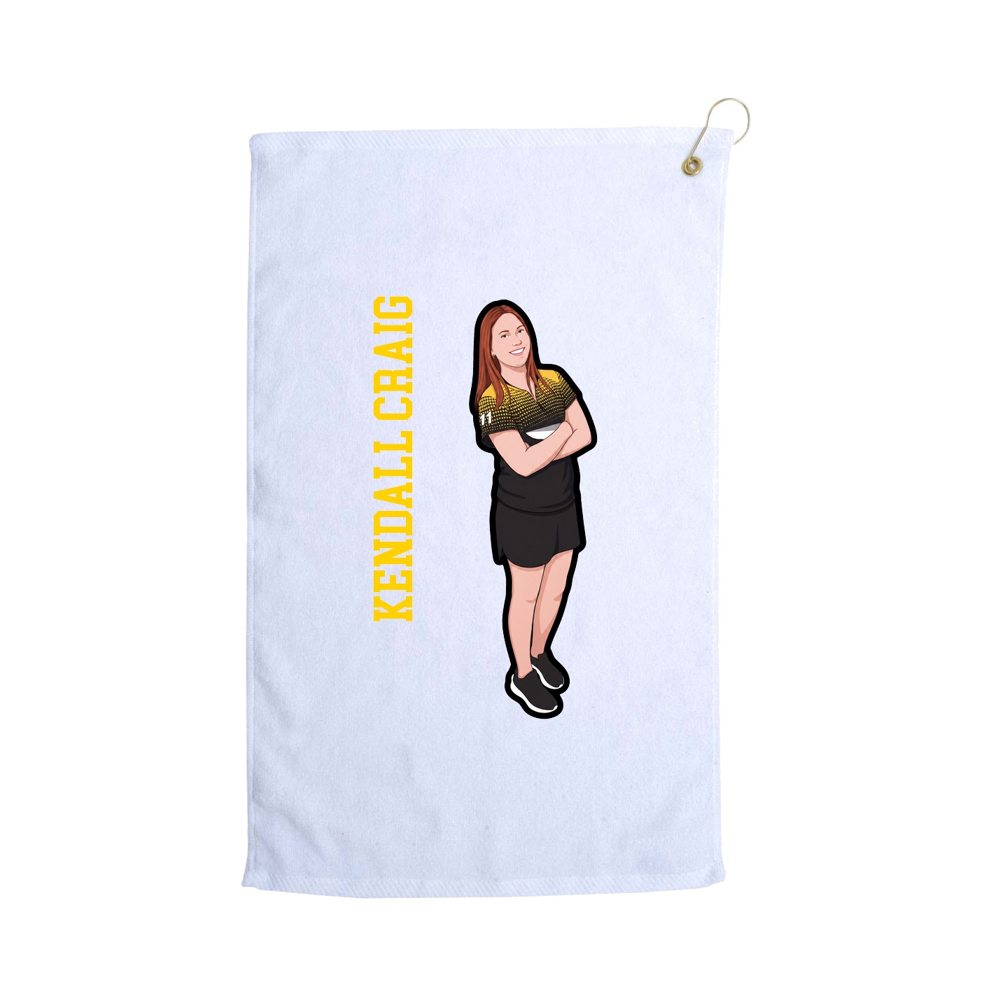 Golf Towel — Name Vertical in White