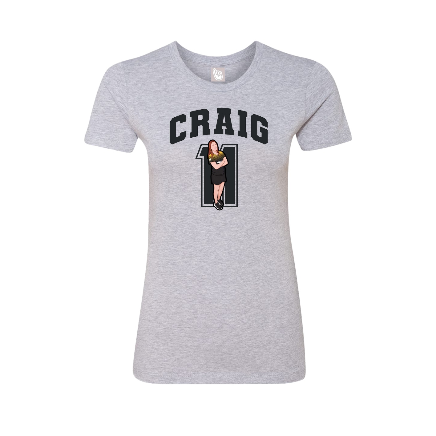 Fitted Women's Tee — Number in Grey