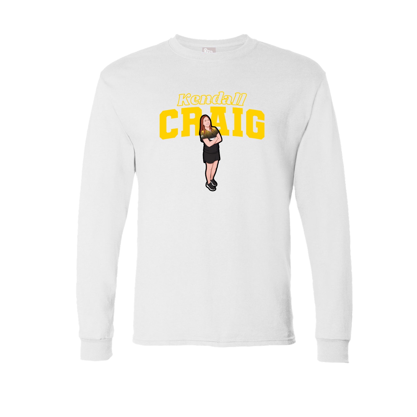 Long Sleeve Tee — Name Arch in White