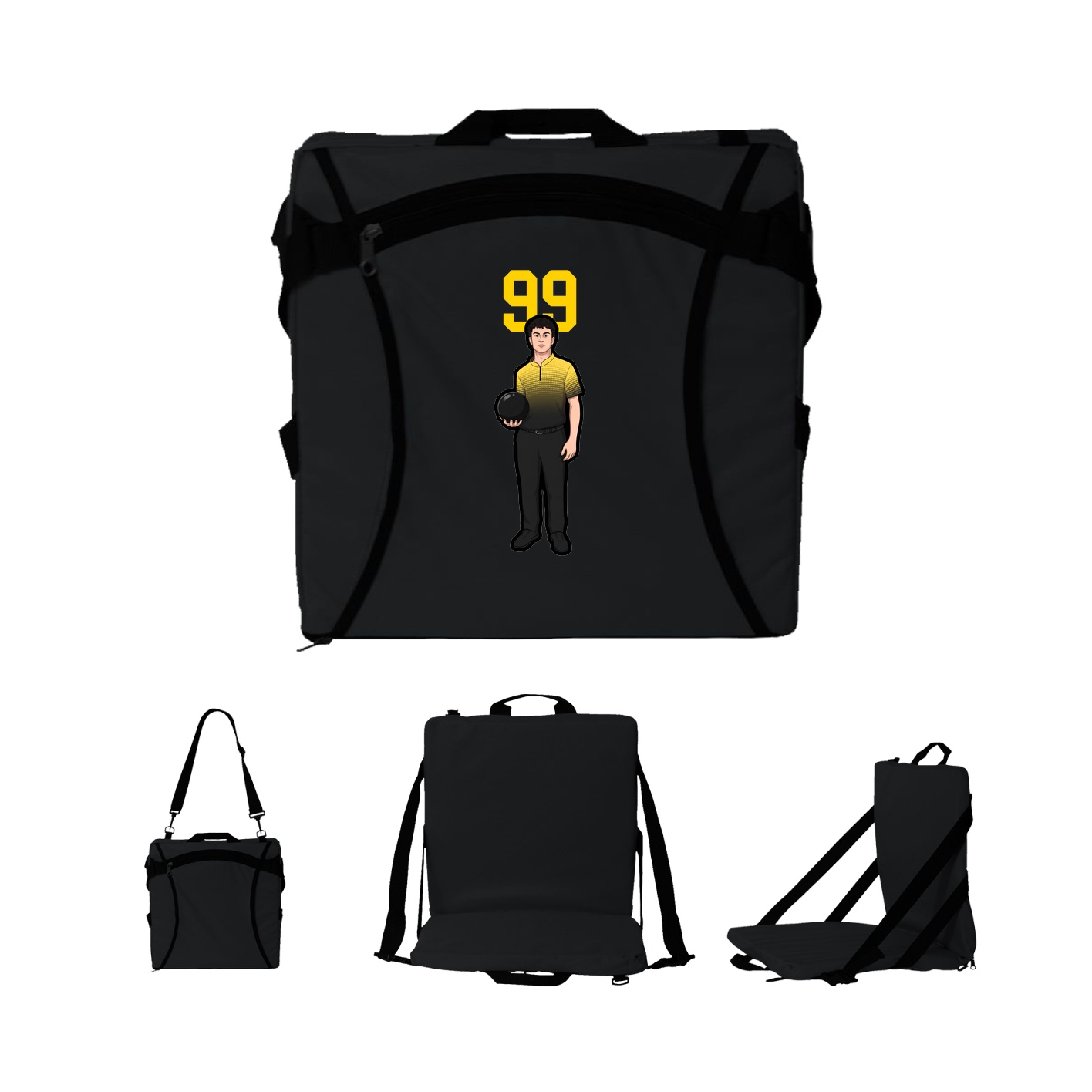 Folding Stadium Seat — Number Top in Black