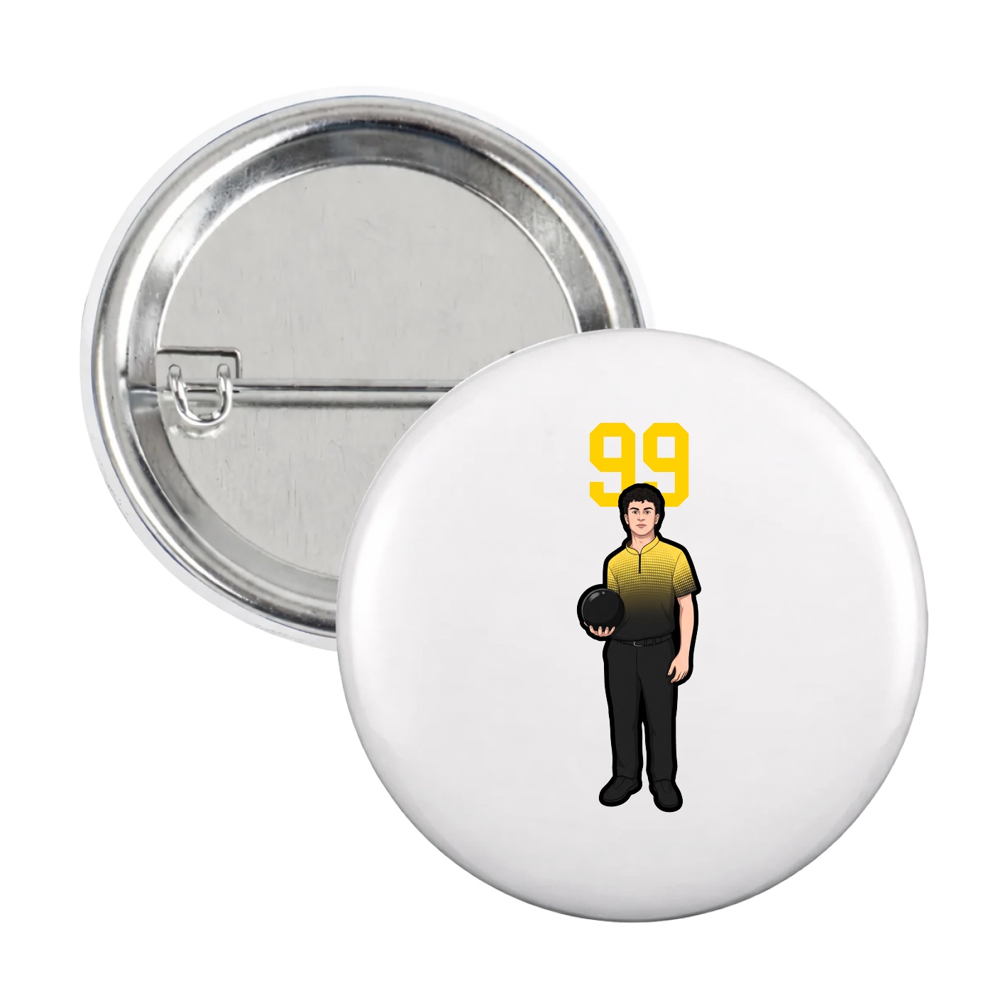 Game Day Button — Number Top in White