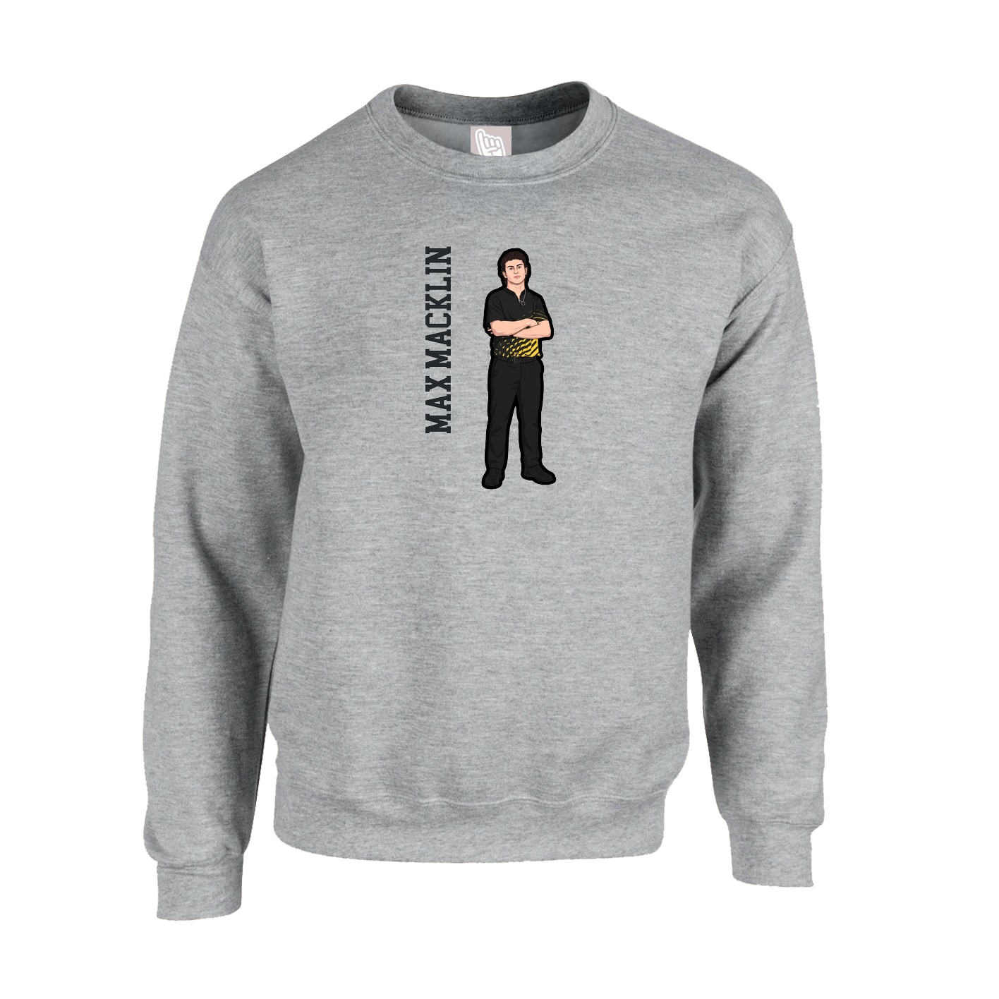 Fleece Crew — Name Vertical in Grey