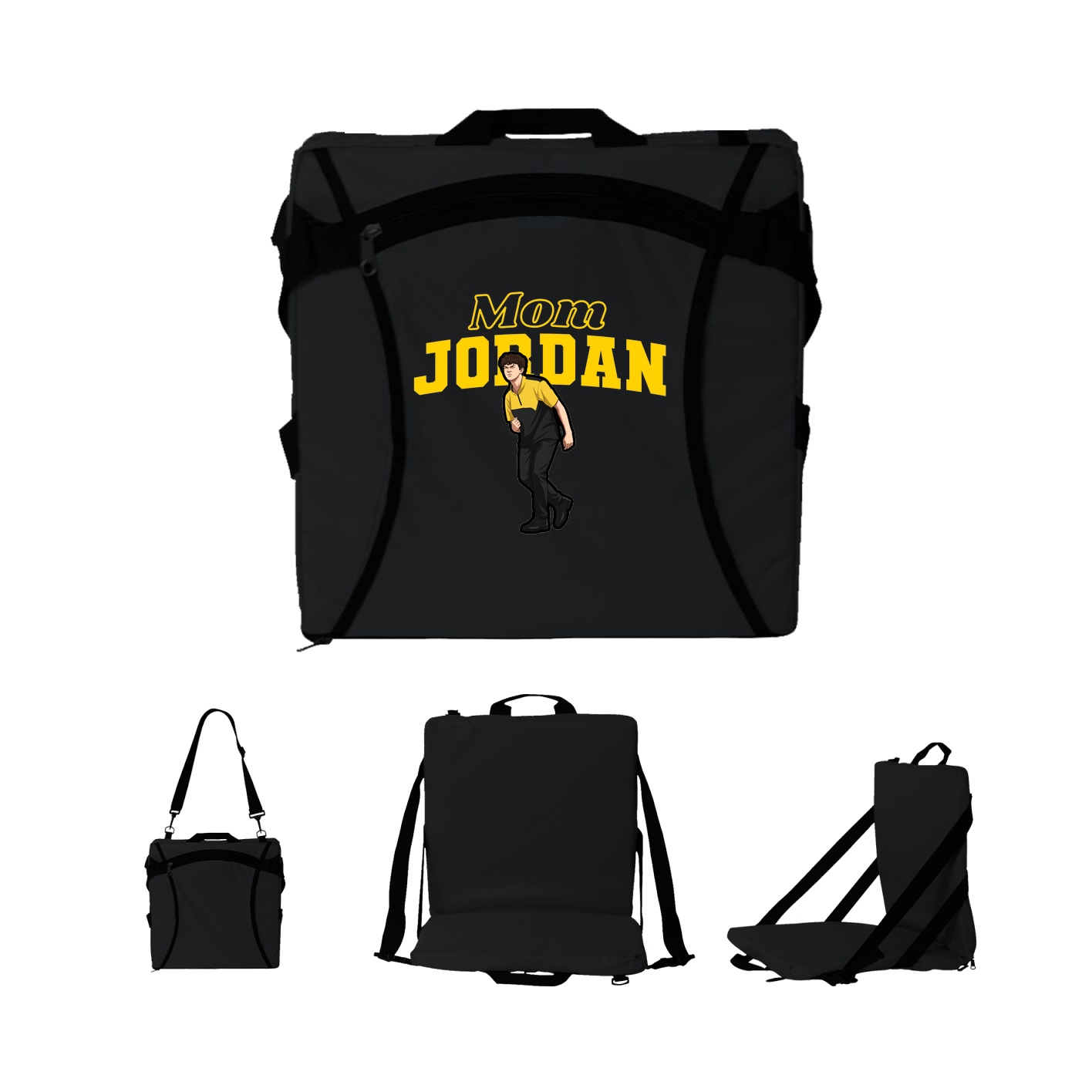 Folding Stadium Seat — Mothers Day Block in Black