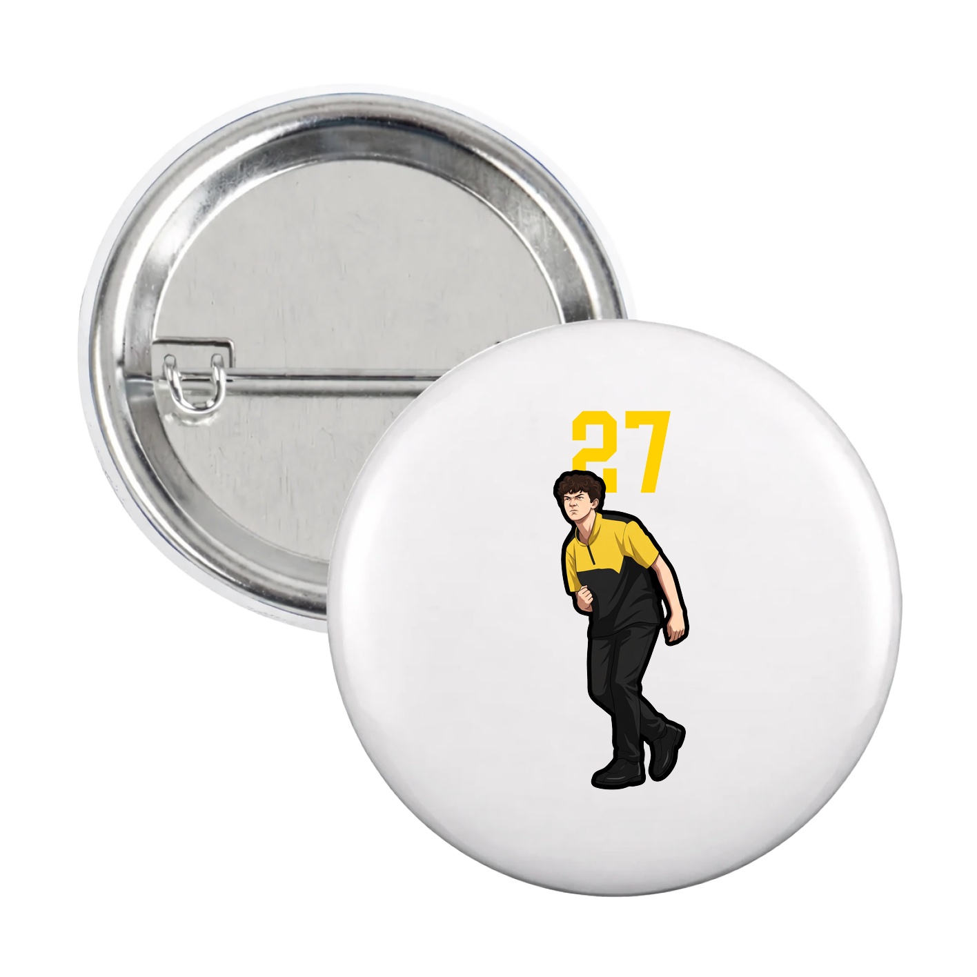 Game Day Button — Number Top in White