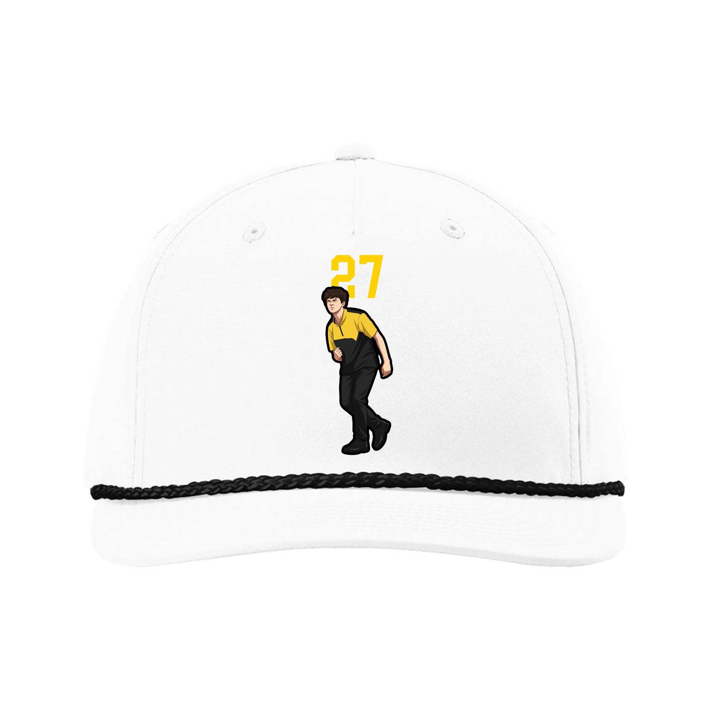 Five-Panel Classic Rope Cap — Number Top in White