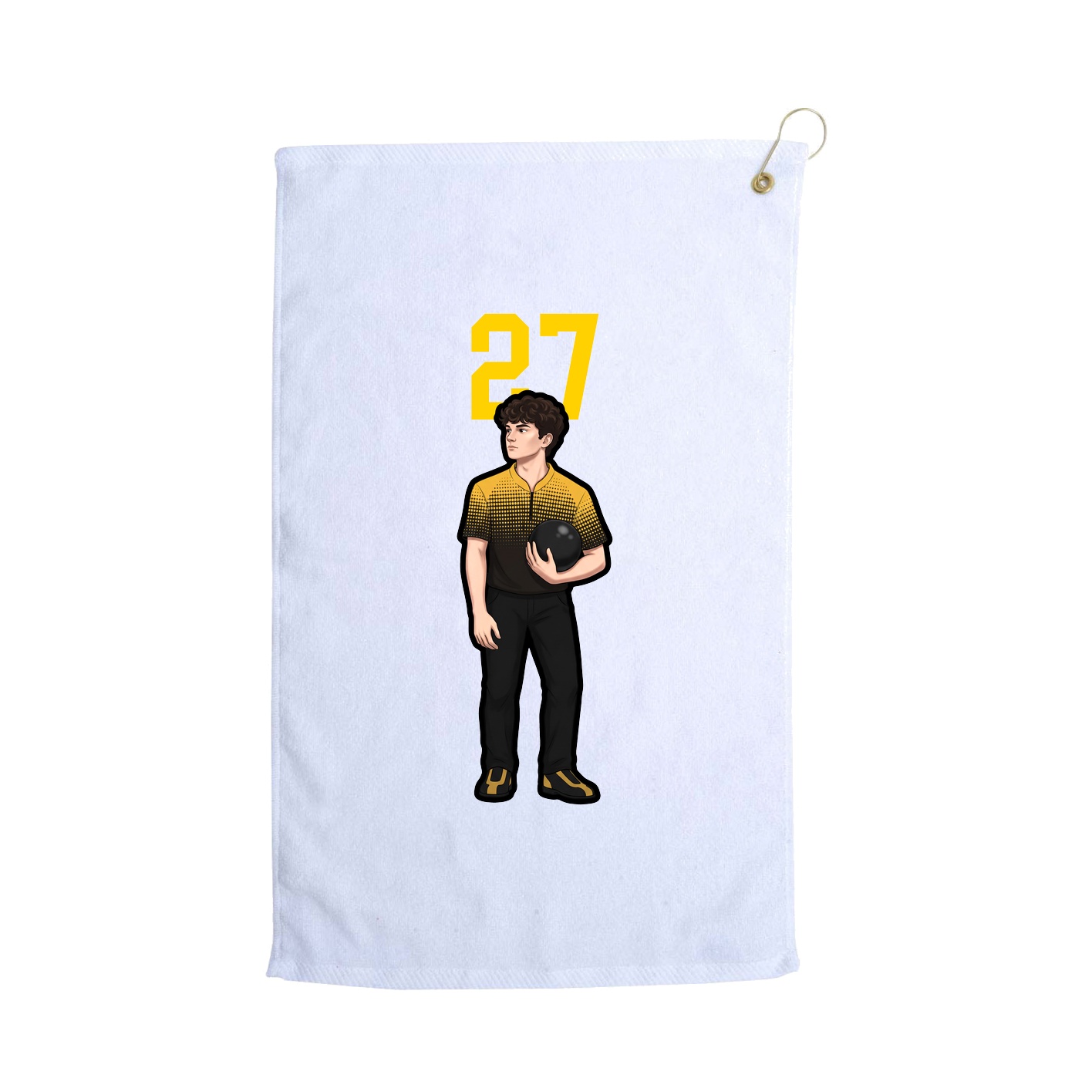 Golf Towel — Number Top in White