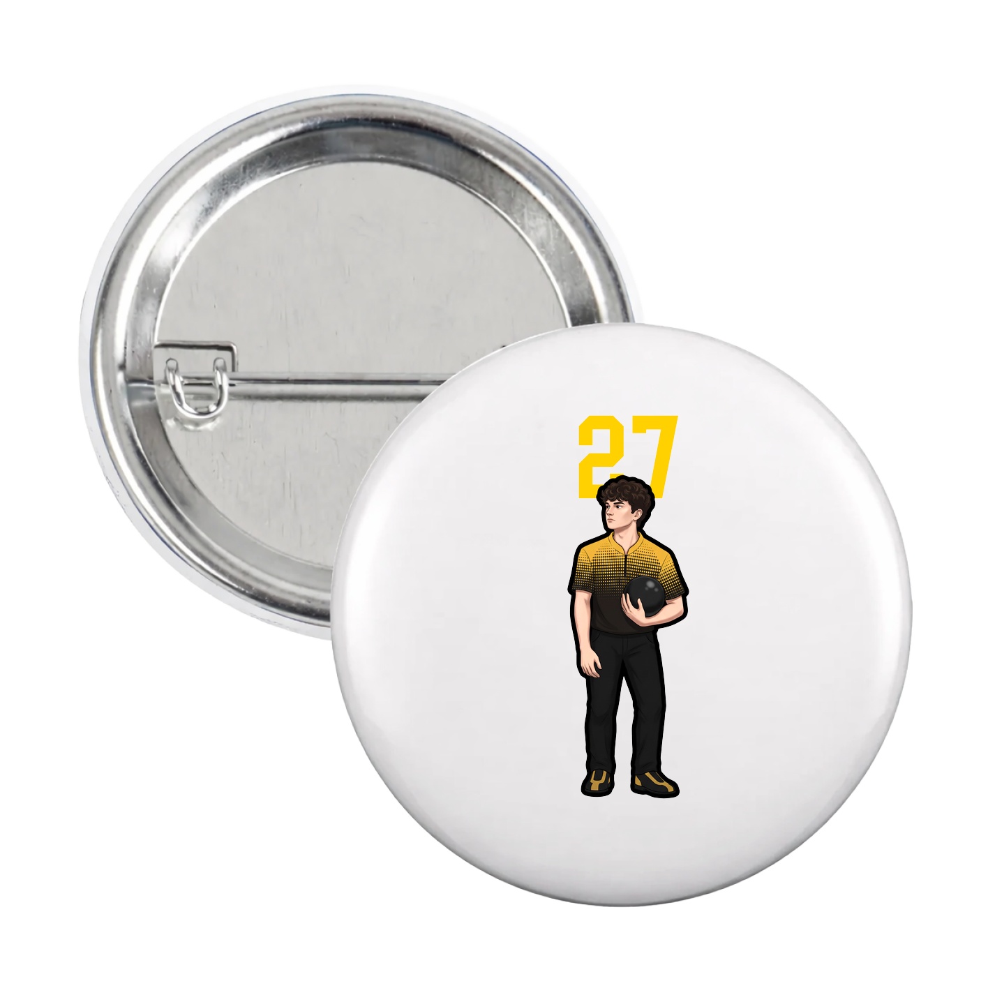 Game Day Button — Number Top in White