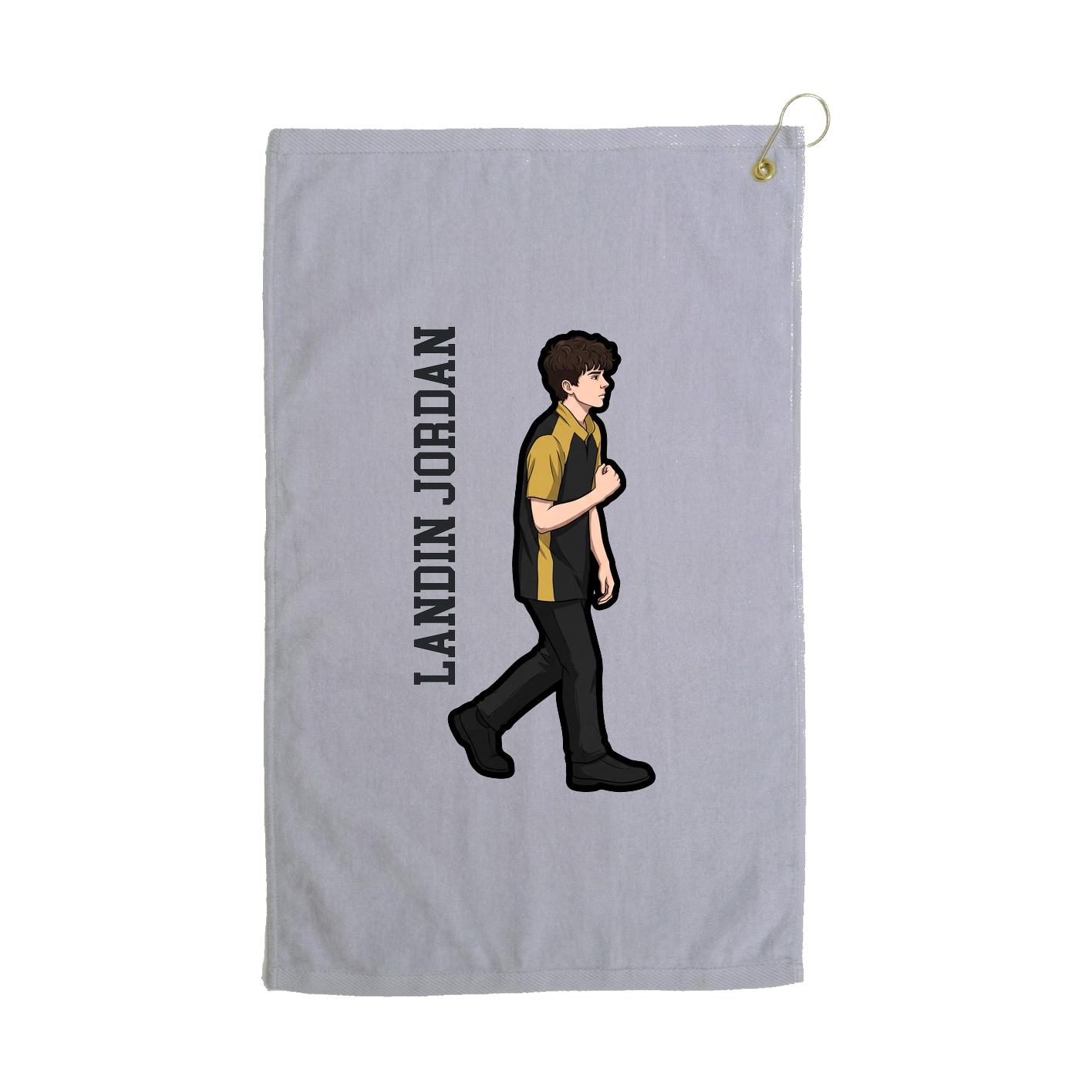 Golf Towel — Name Vertical in Grey