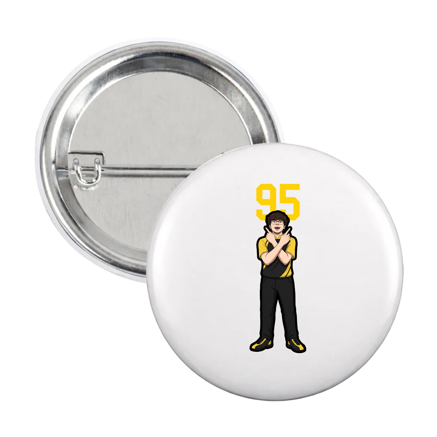 Game Day Button — Number Top in White