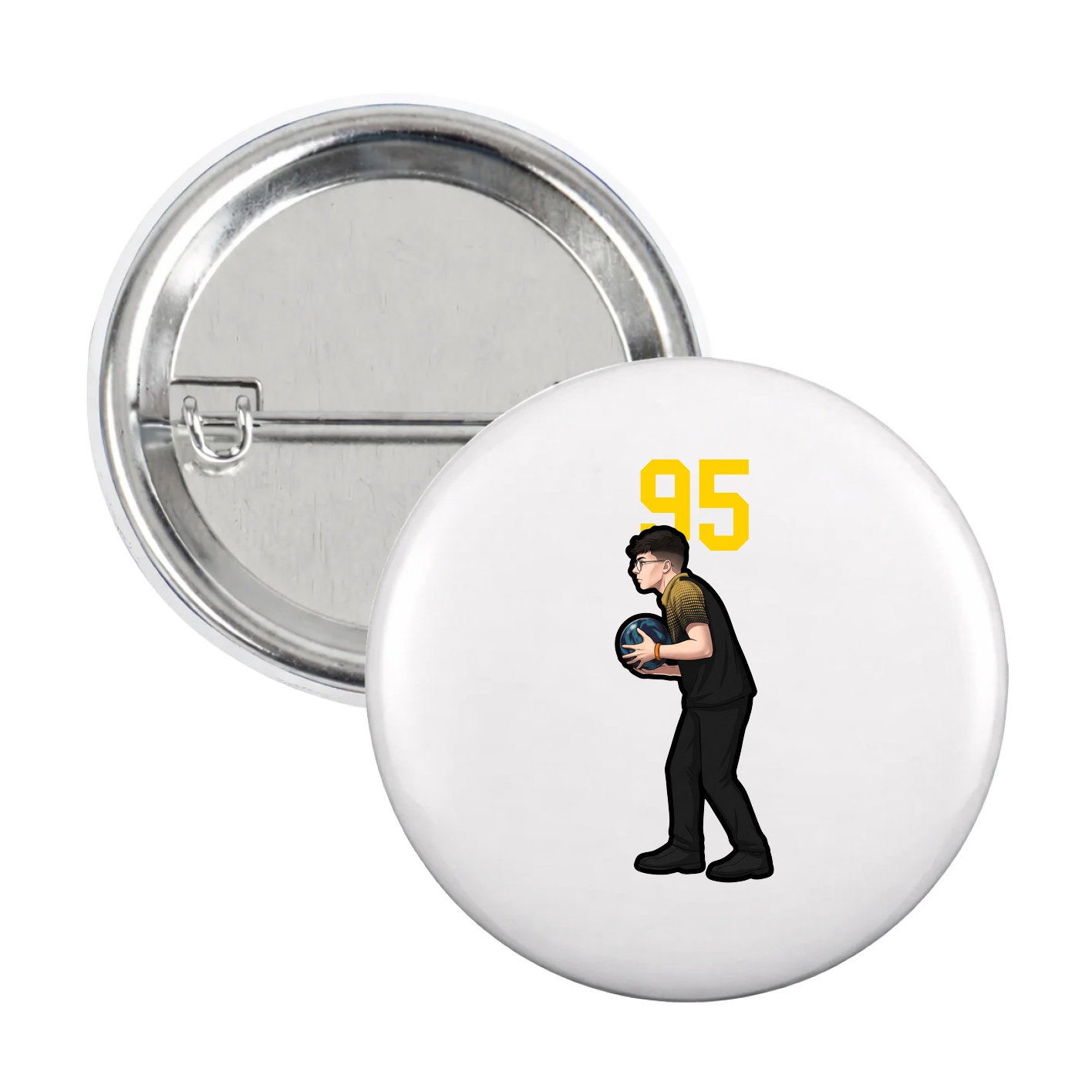 Game Day Button — Number Top in White