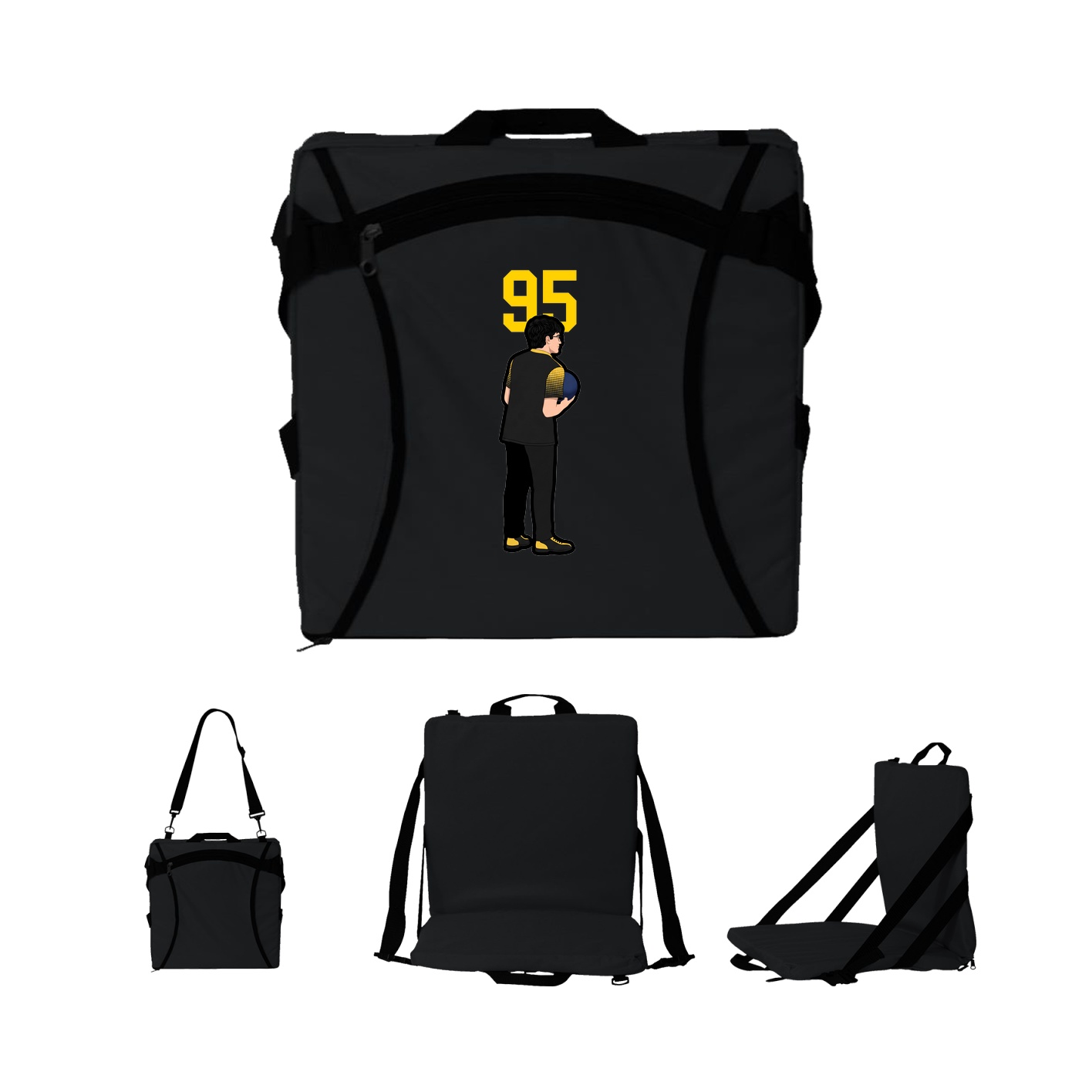 Folding Stadium Seat — Number Top in Black
