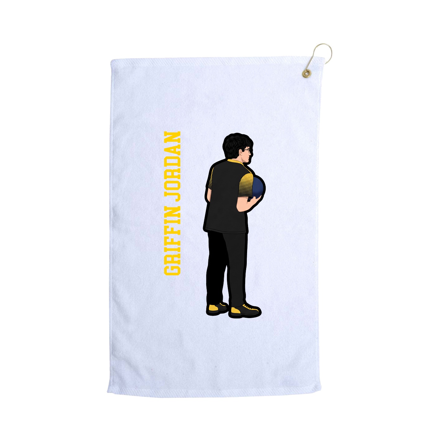 Golf Towel — Name Vertical in White