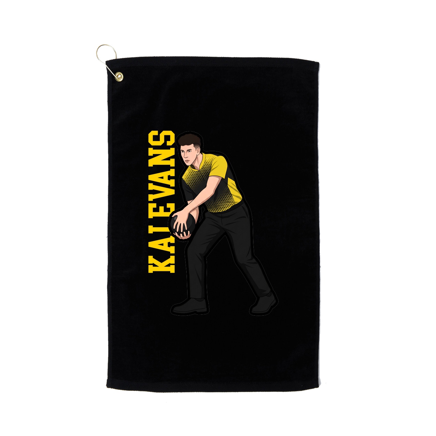 Golf Towel — Name Vertical in Black