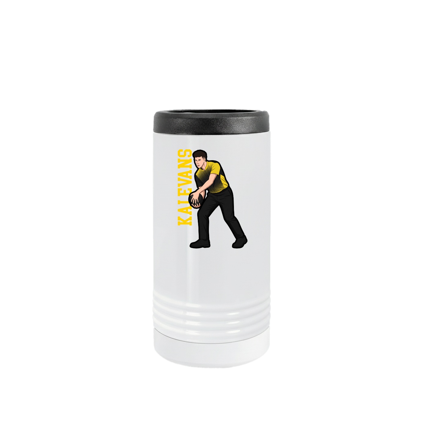 Slim Beverage Holder — Name Vertical in White