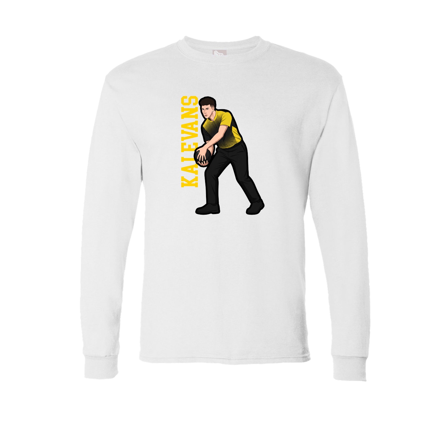 Long Sleeve Tee — Name Vertical in White