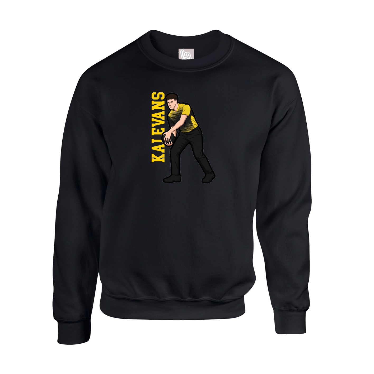 Fleece Crew — Name Vertical in Black