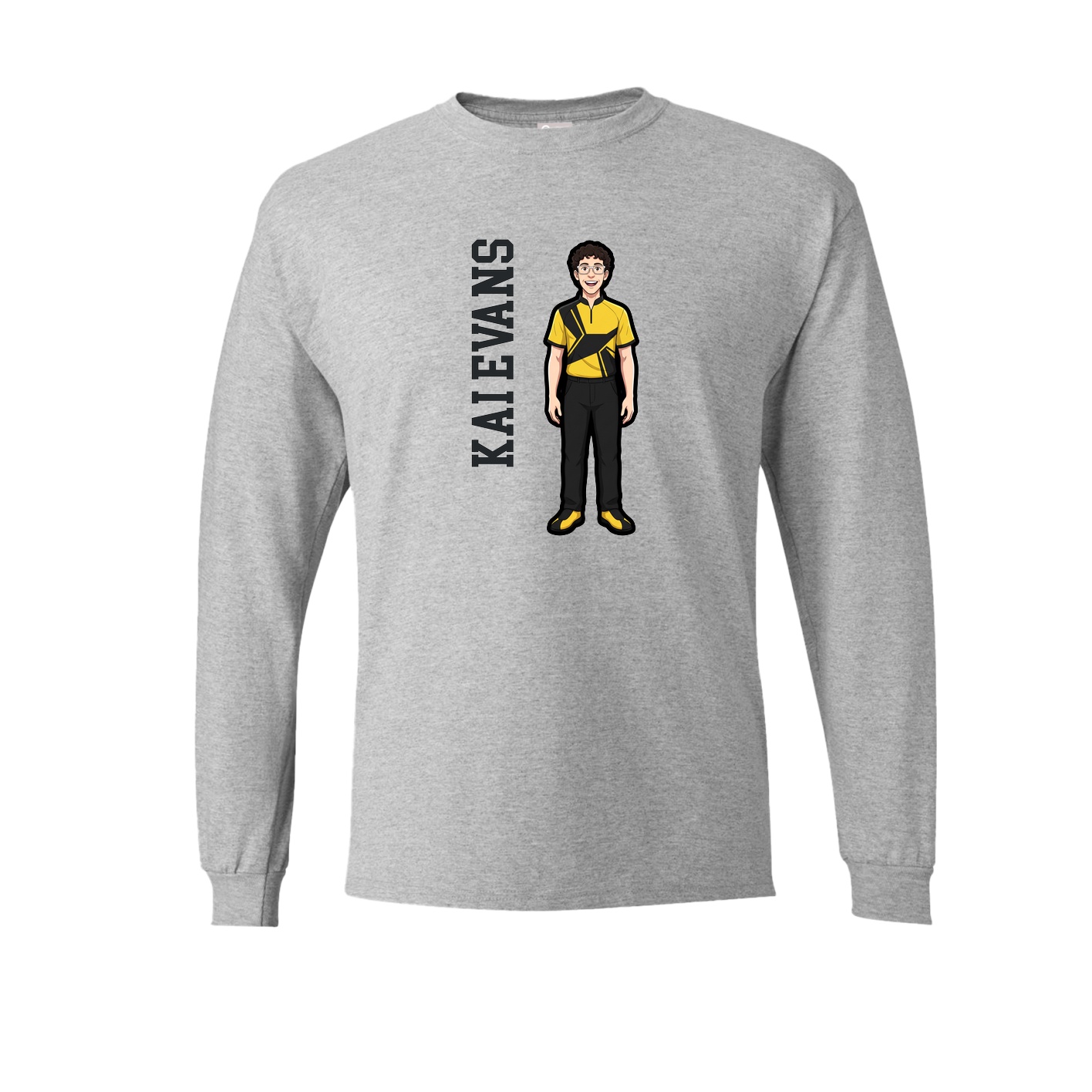 Long Sleeve Tee — Name Vertical in Grey