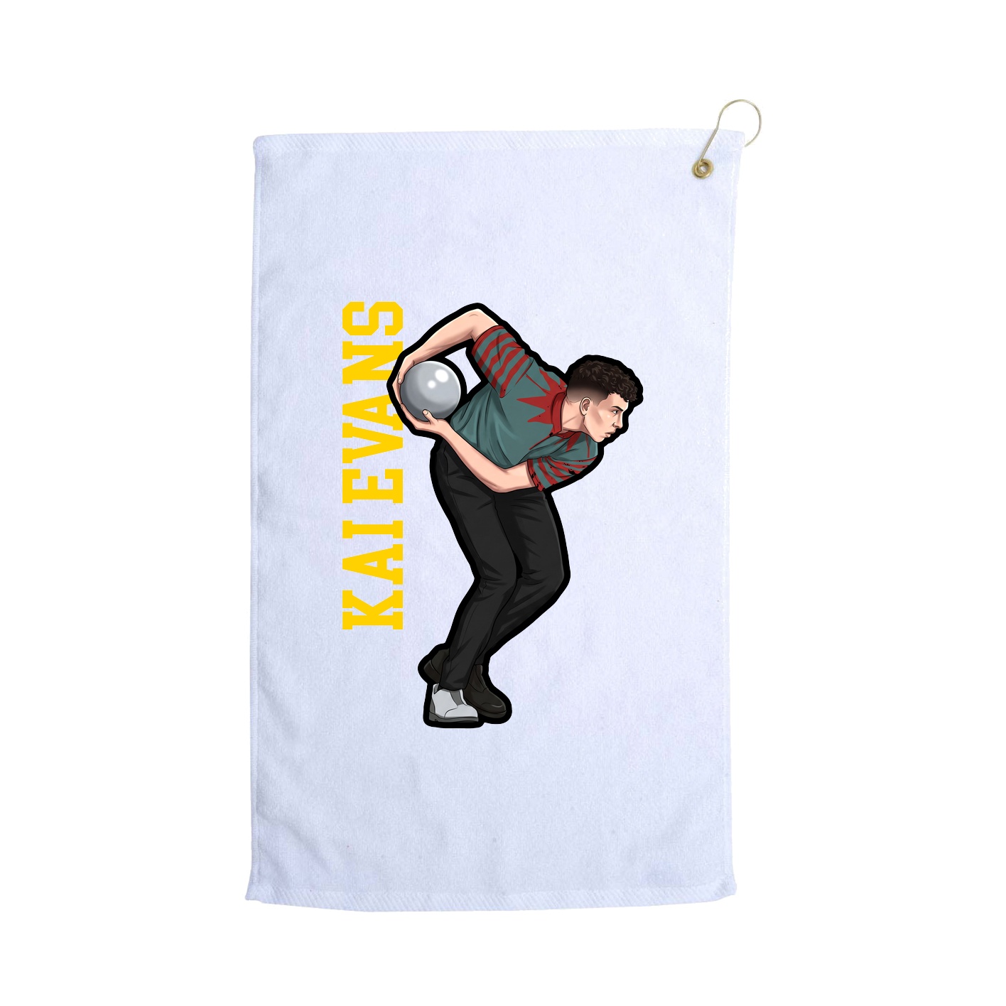 Golf Towel — Name Vertical in White