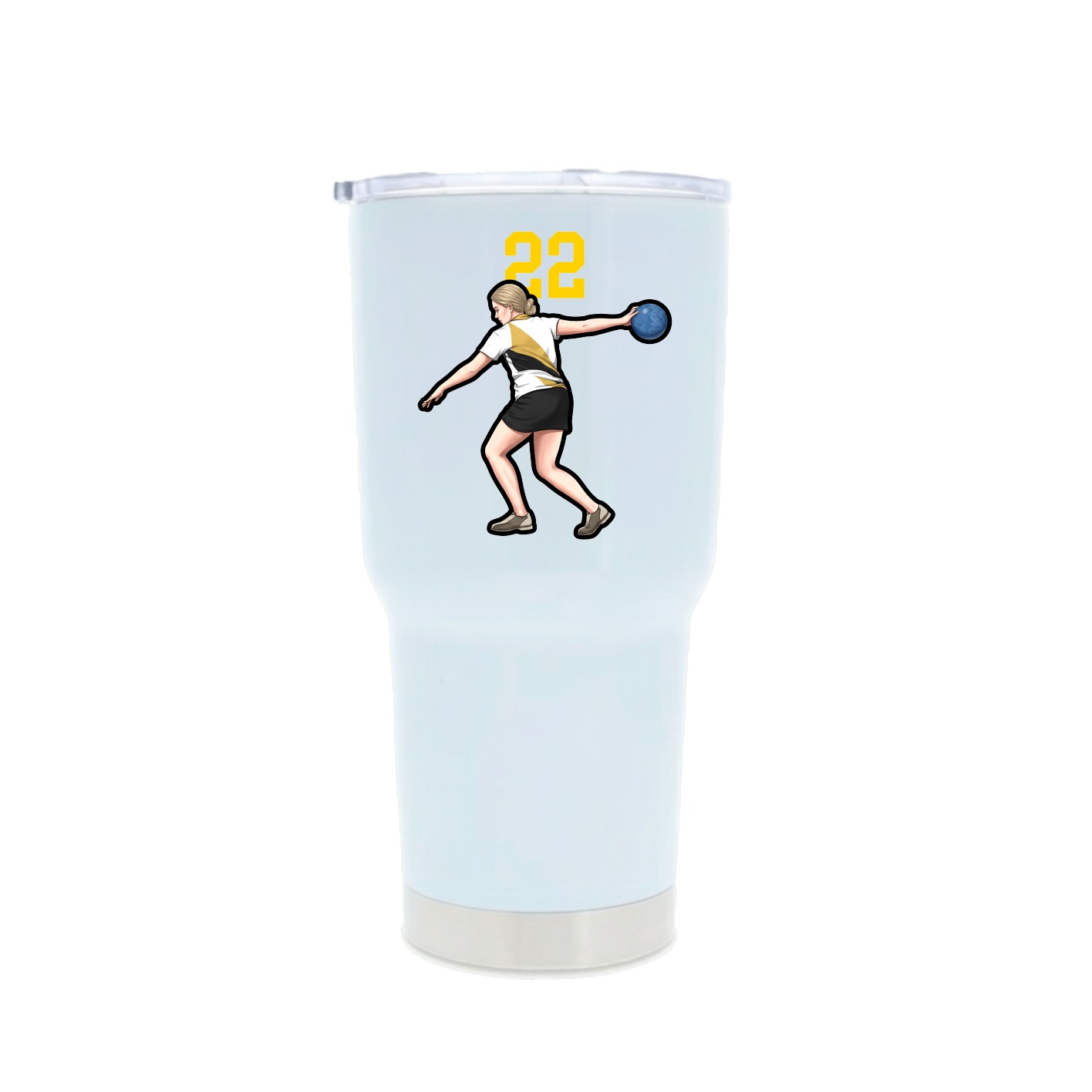 30oz Stainless Steel Tumbler — Number Top in White
