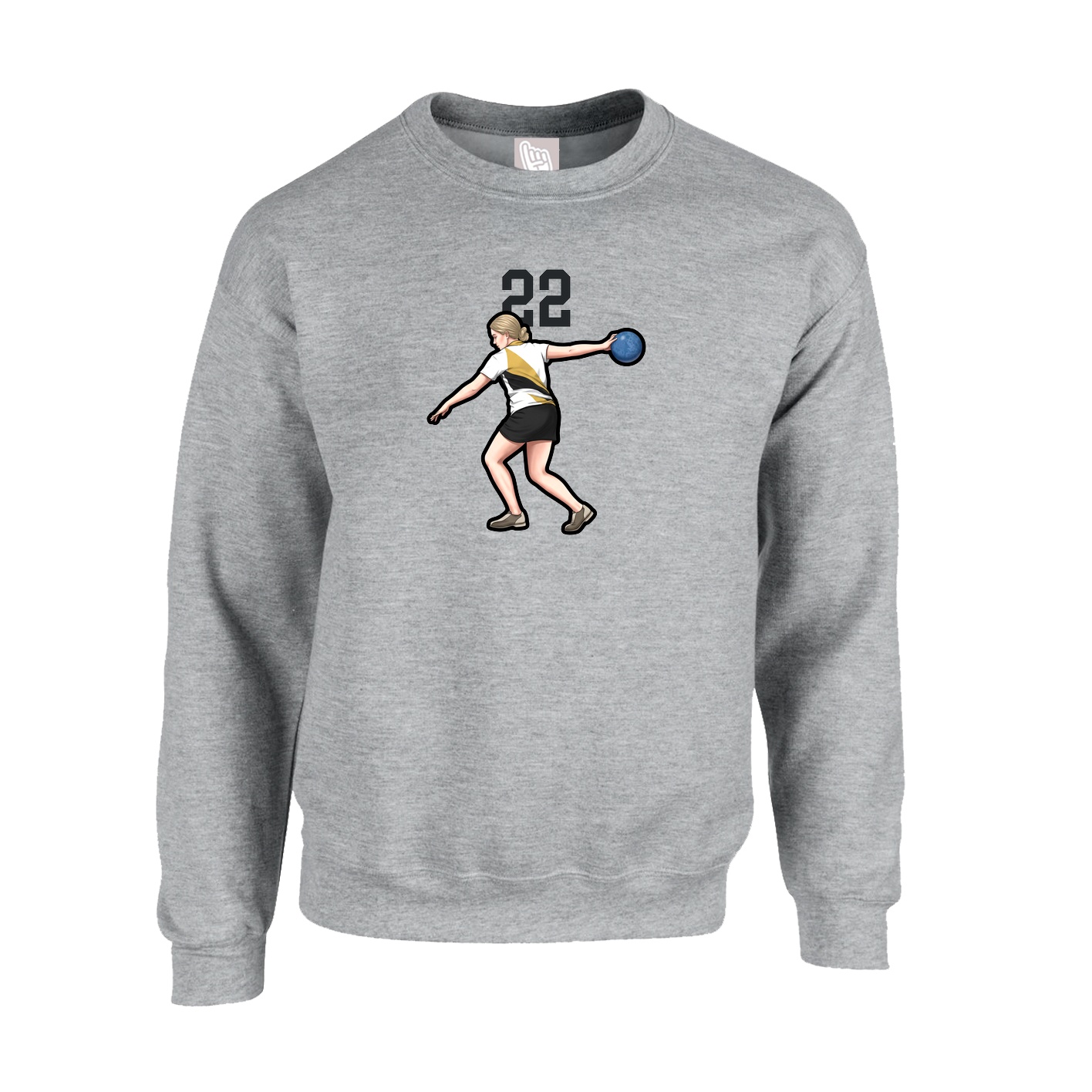 Fleece Crew — Number Top in Grey