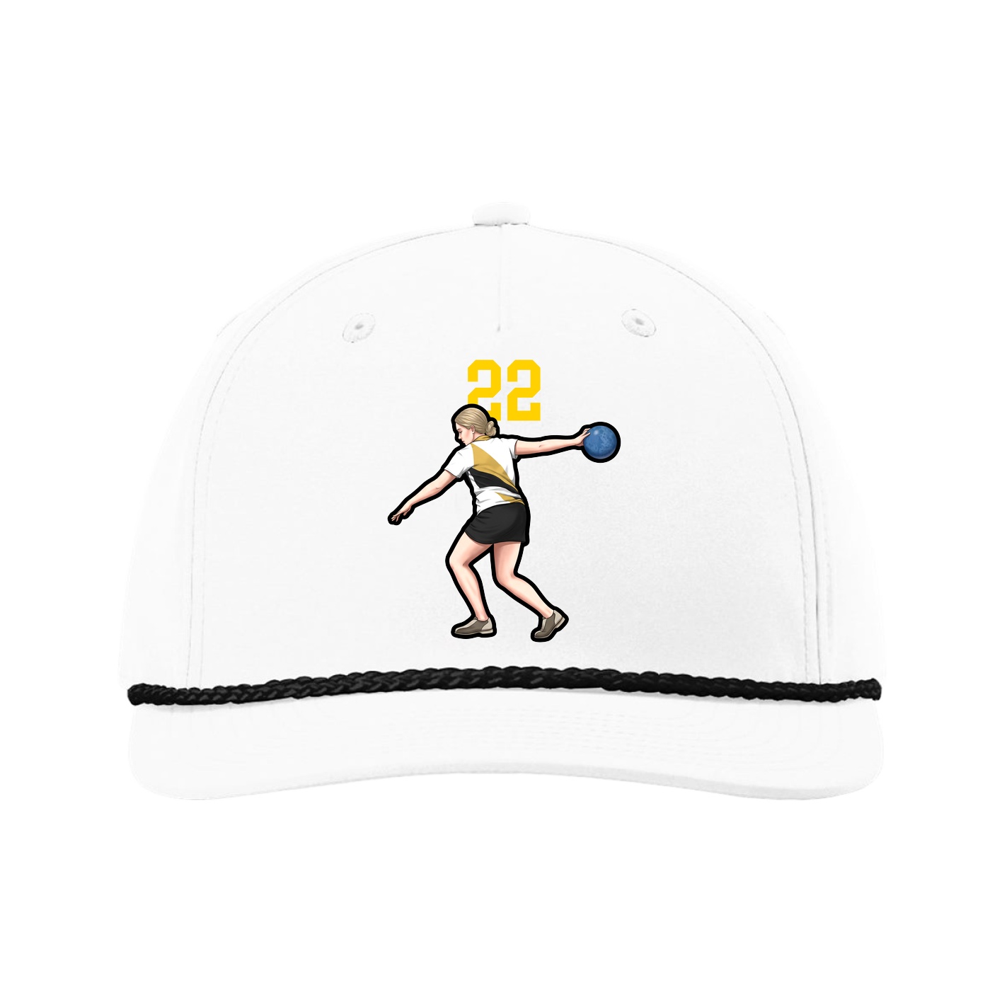 Five-Panel Classic Rope Cap — Number Top in White