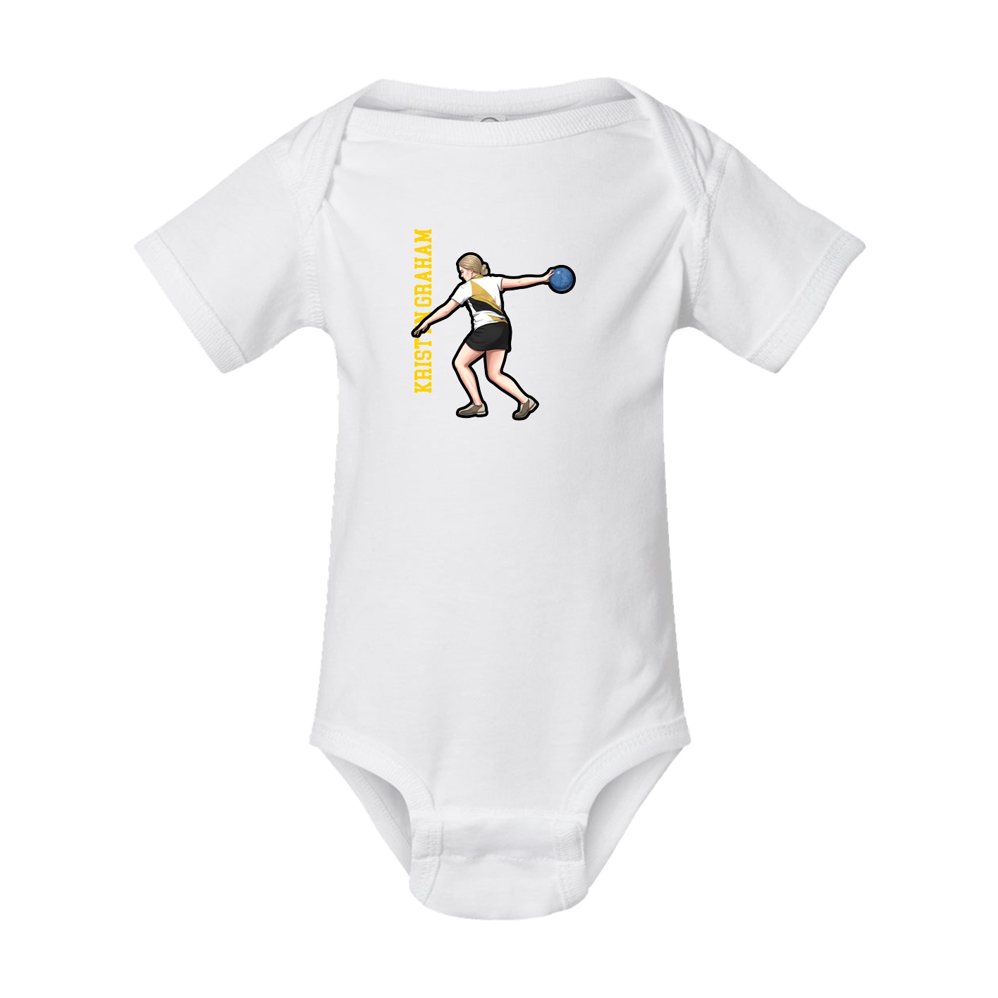 Baby Onesie — Name Vertical in White