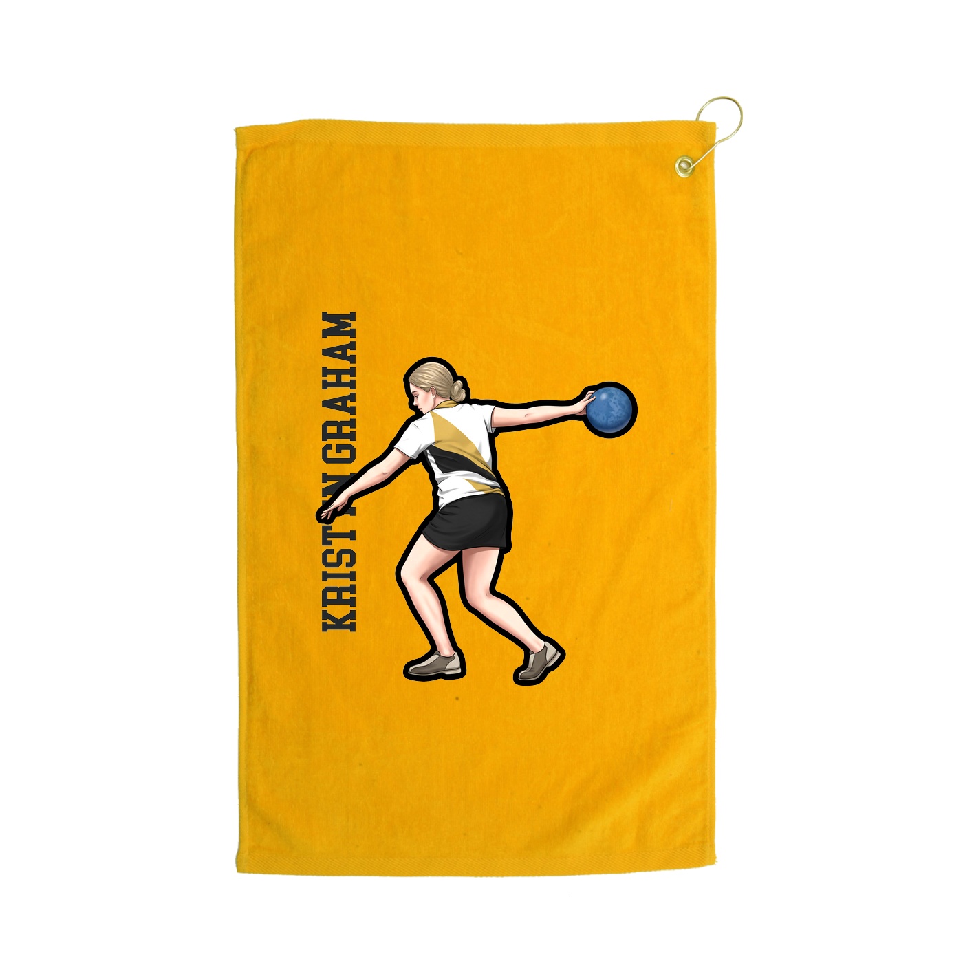 Golf Towel — Name Vertical in Gold