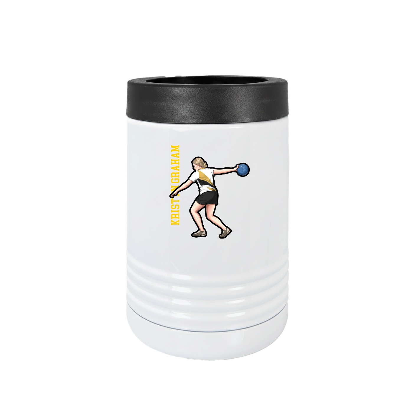 Beverage Holder — Name Vertical in White
