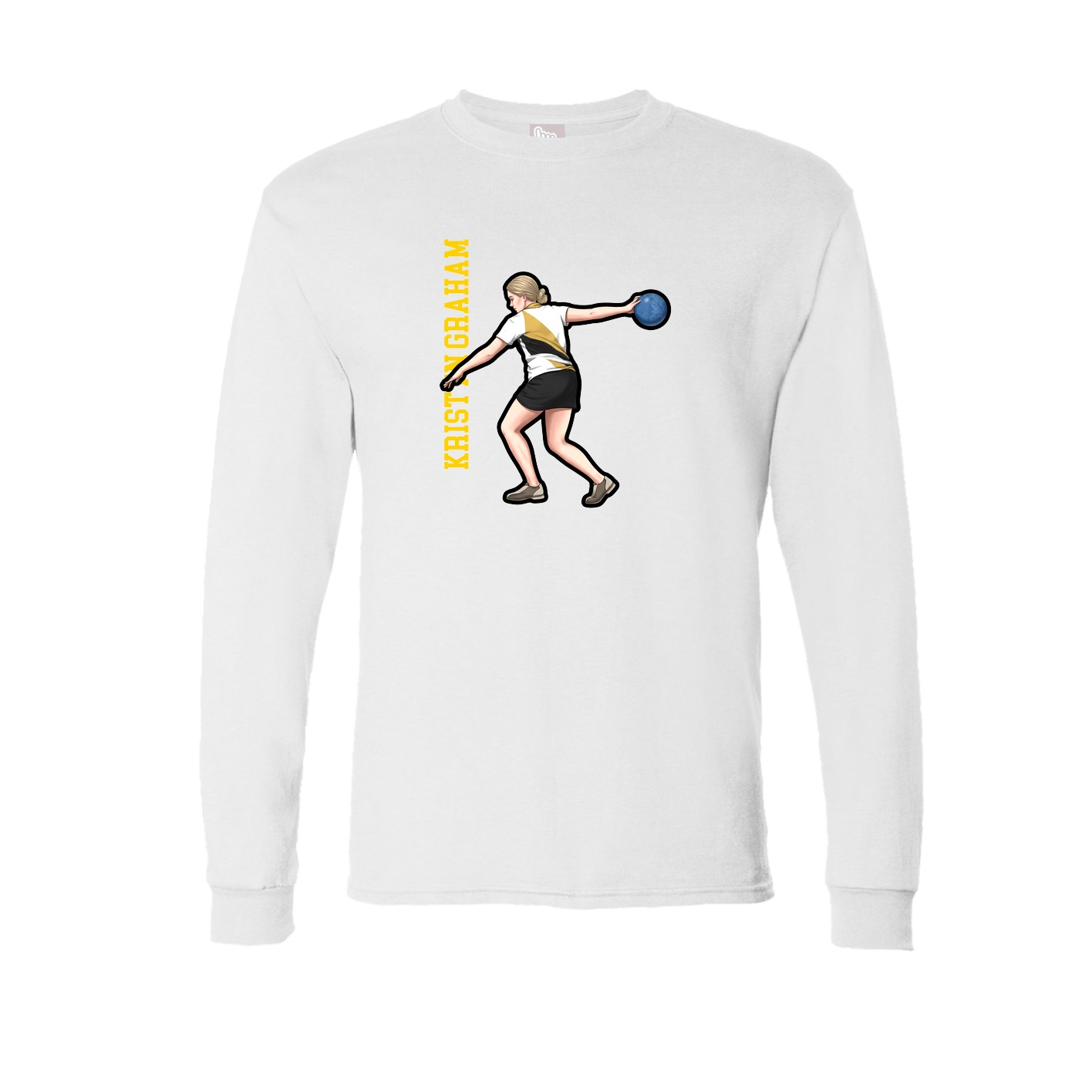Long Sleeve Tee — Name Vertical in White