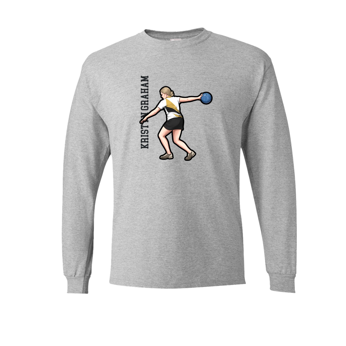 Long Sleeve Tee — Name Vertical in Grey