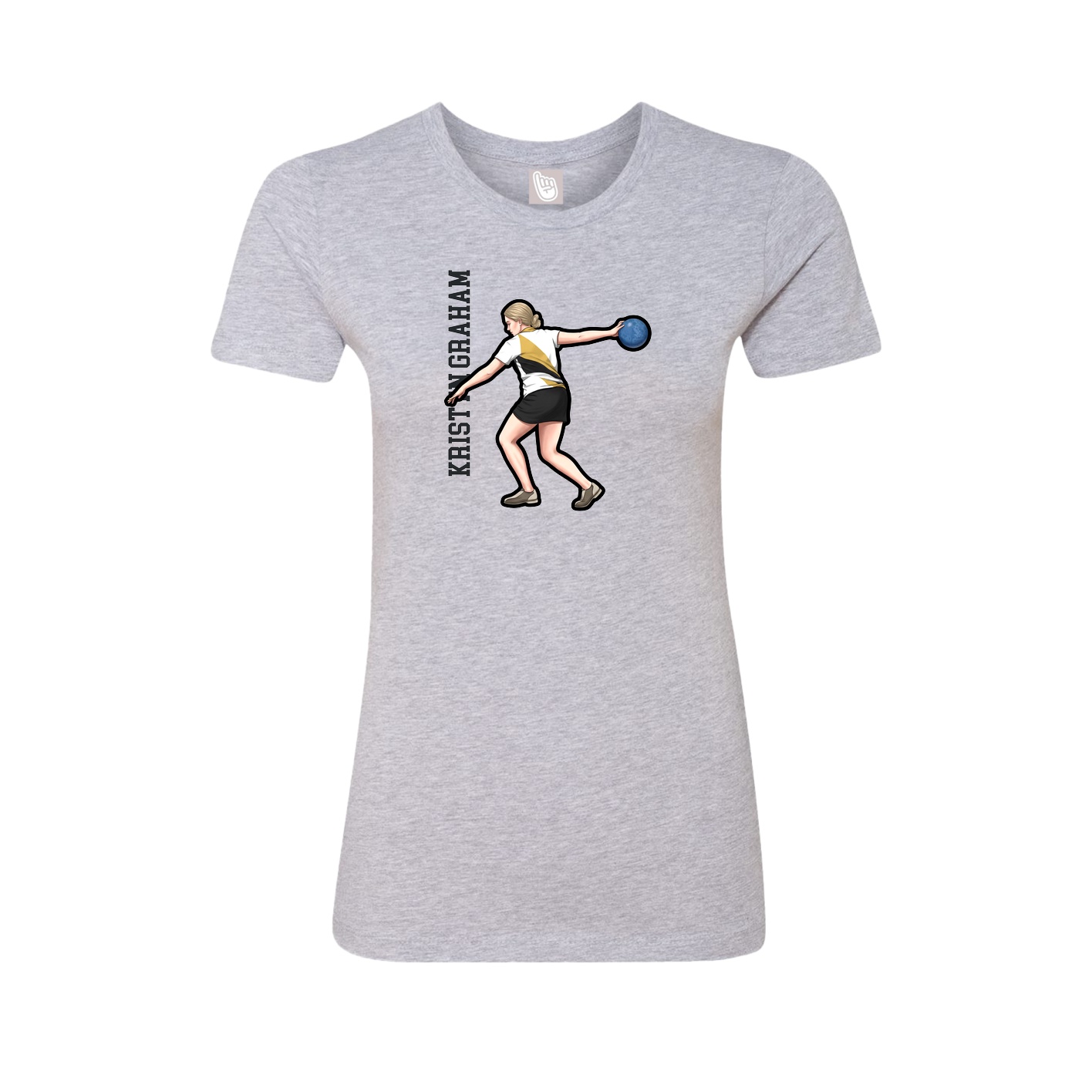 Fitted Women's Tee — Name Vertical in Grey