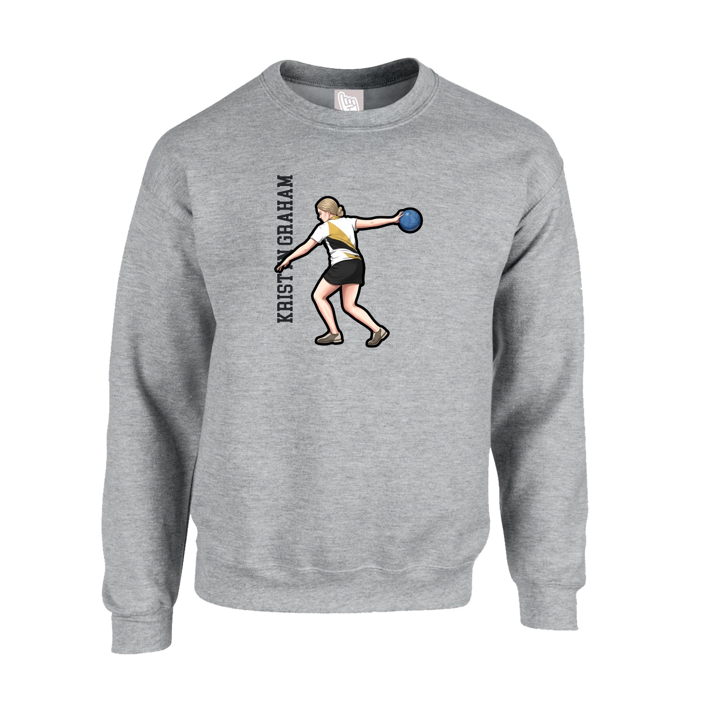 Fleece Crew — Name Vertical in Grey
