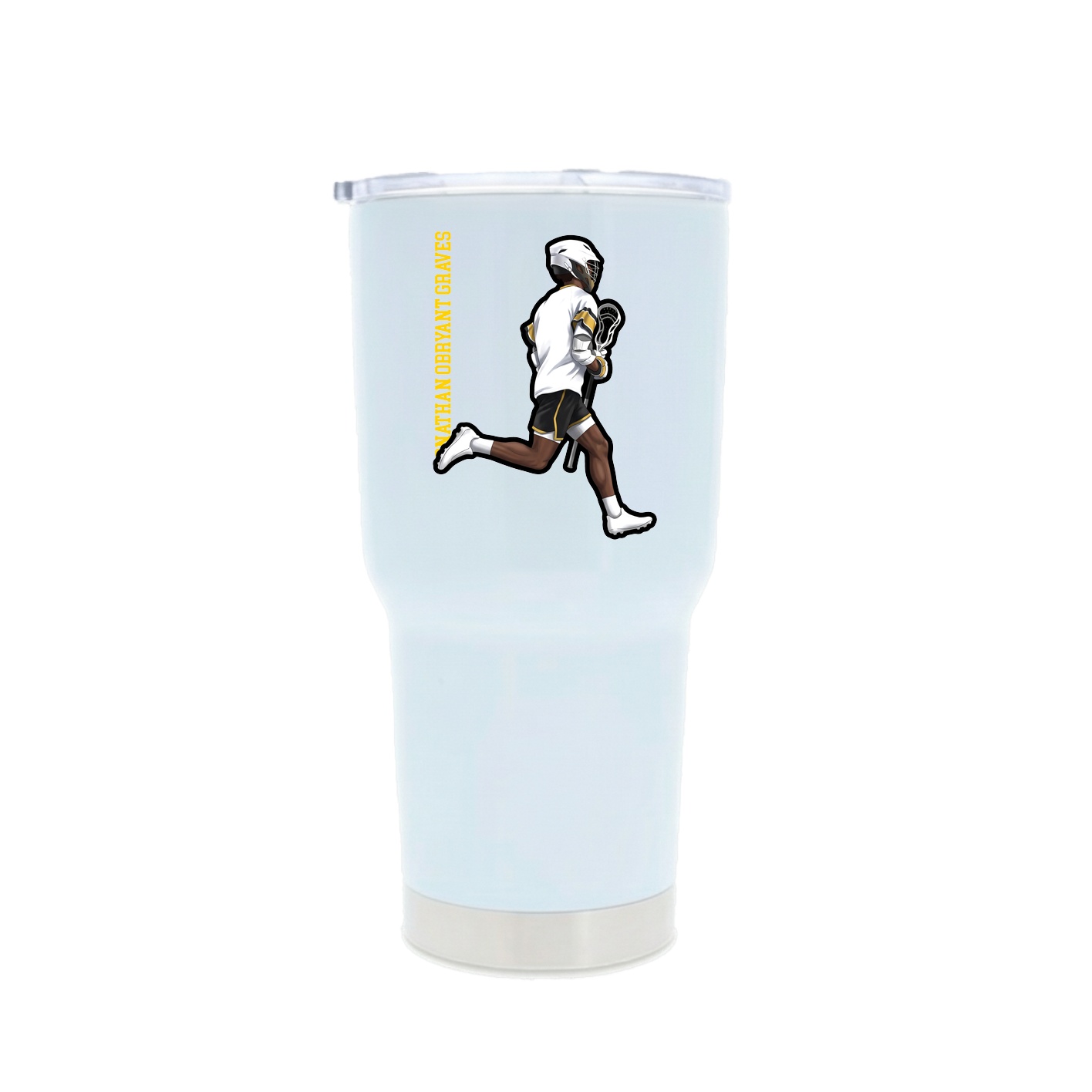 30oz Stainless Steel Tumbler — Name Vertical in White