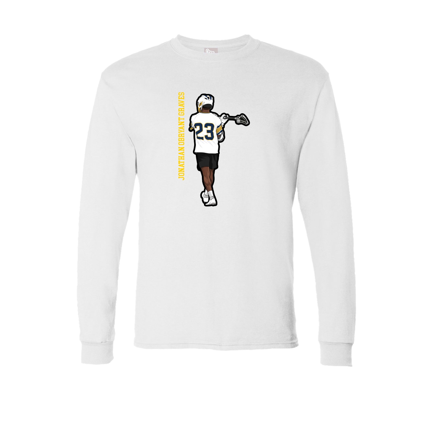 Long Sleeve Tee — Name Vertical in White