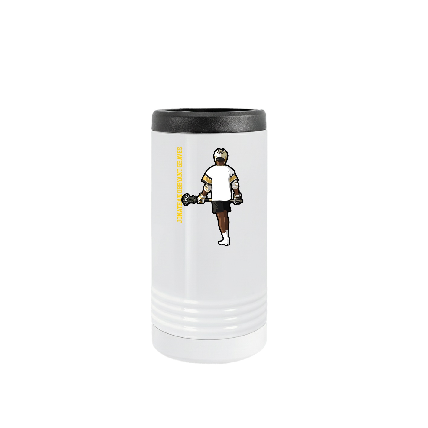 Slim Beverage Holder — Name Vertical in White