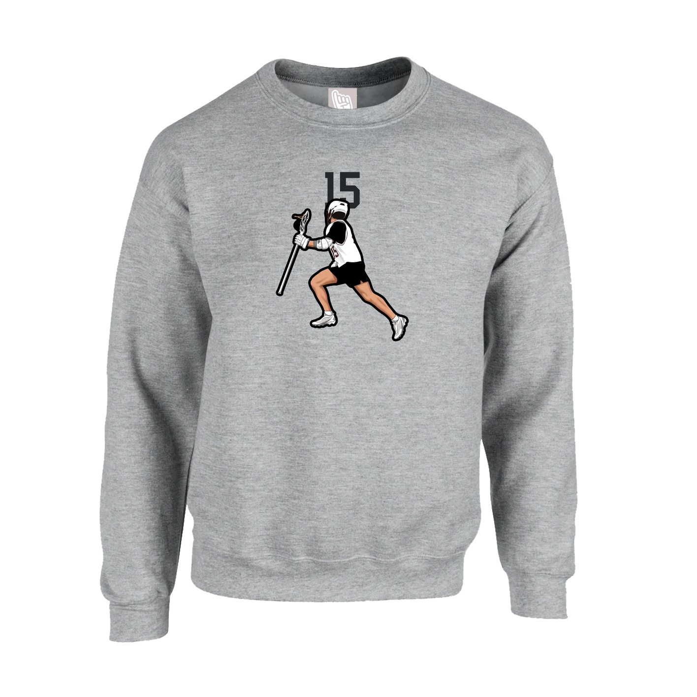Fleece Crew — Number Top in Grey