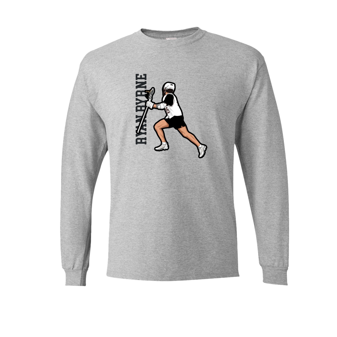 Long Sleeve Tee — Name Vertical in Grey