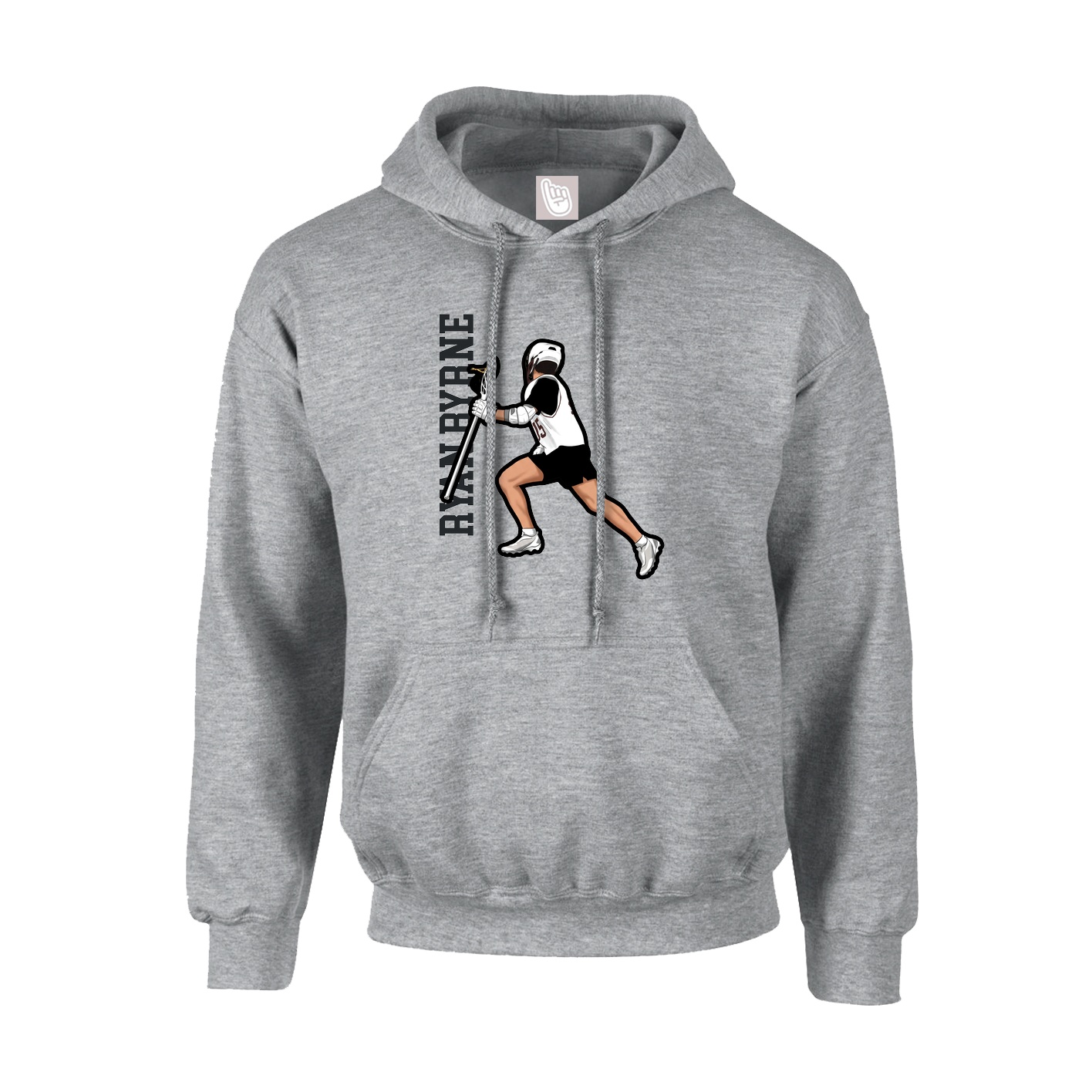 Youth Hoodie — Name Vertical in Grey