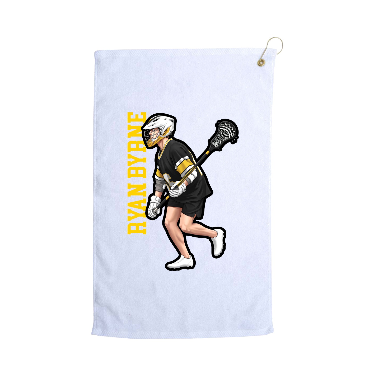 Golf Towel — Name Vertical in White
