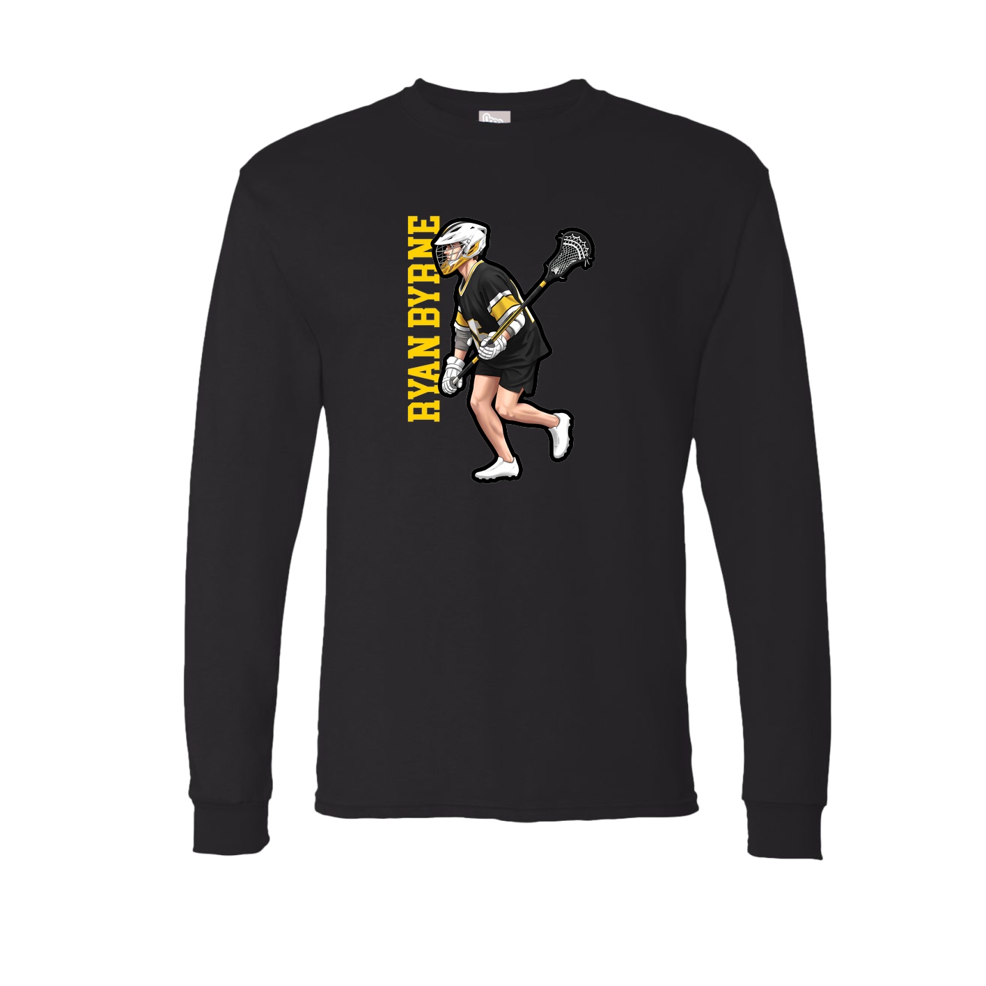 Long Sleeve Tee — Name Vertical in Black