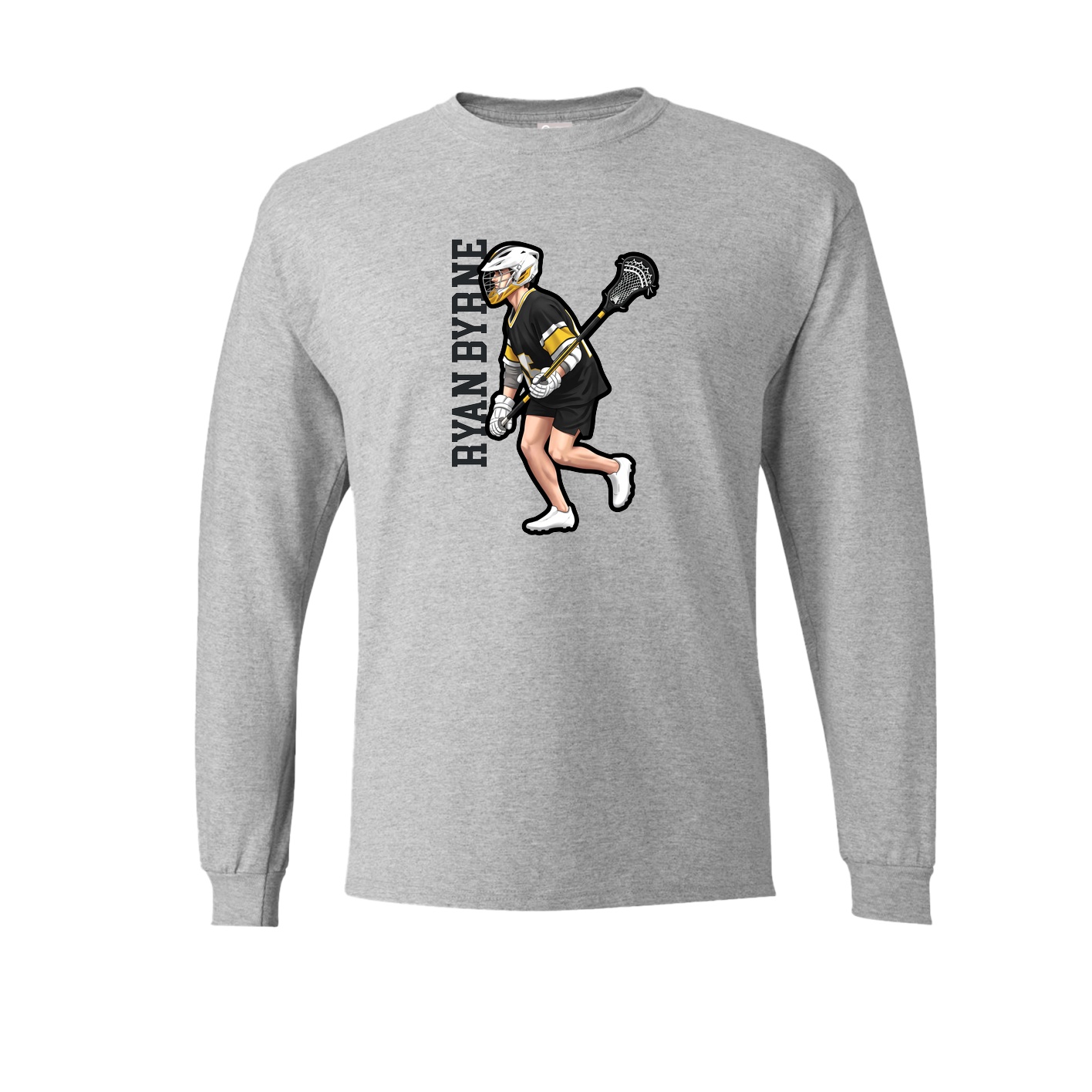 Long Sleeve Tee — Name Vertical in Grey