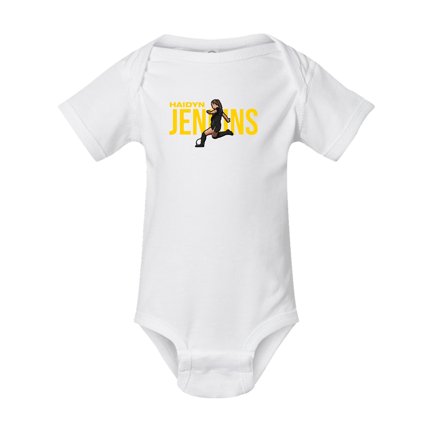 Baby Onesie — Player Name in White