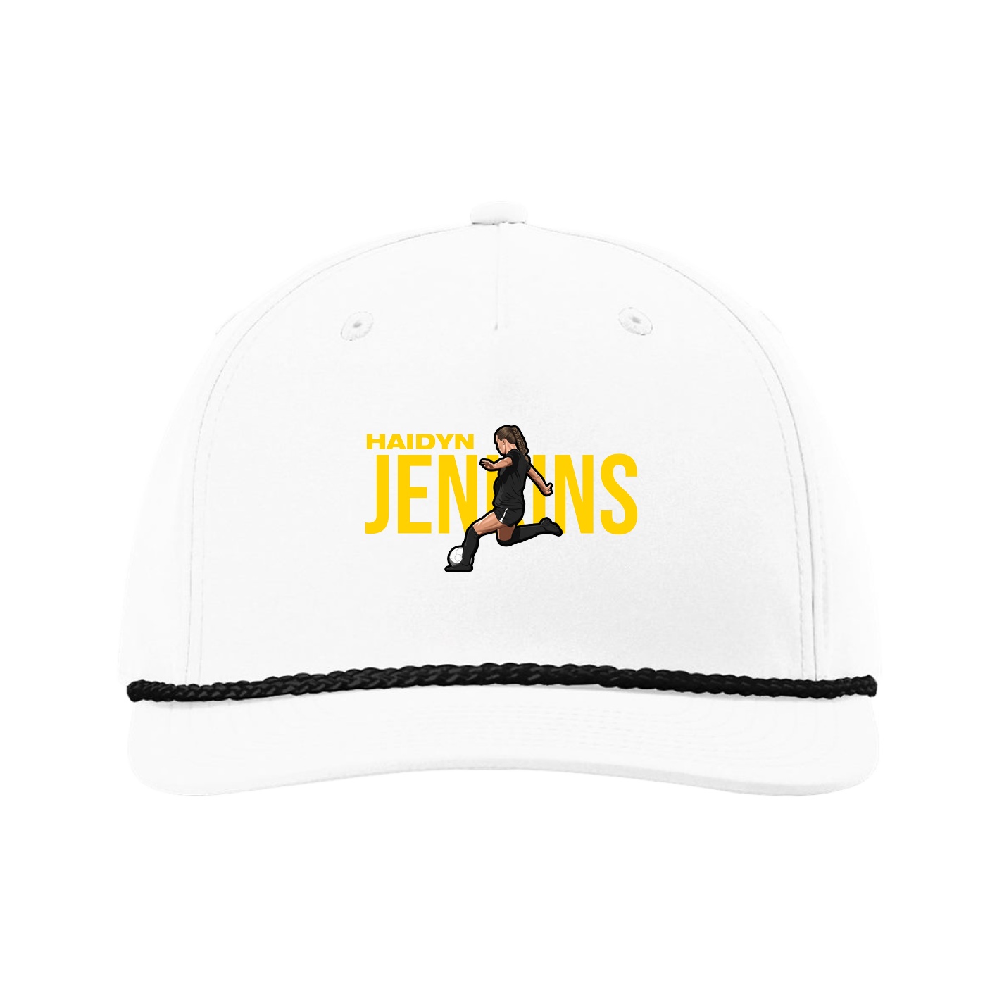 Five-Panel Classic Rope Cap — Player Name in White