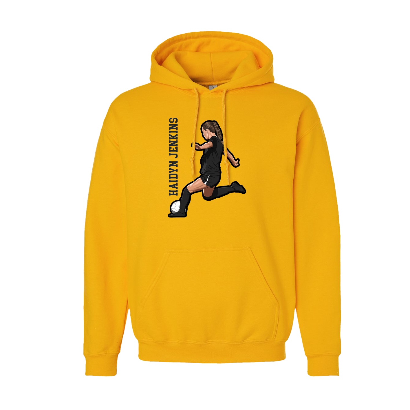 Youth Hoodie — Name Vertical in Gold